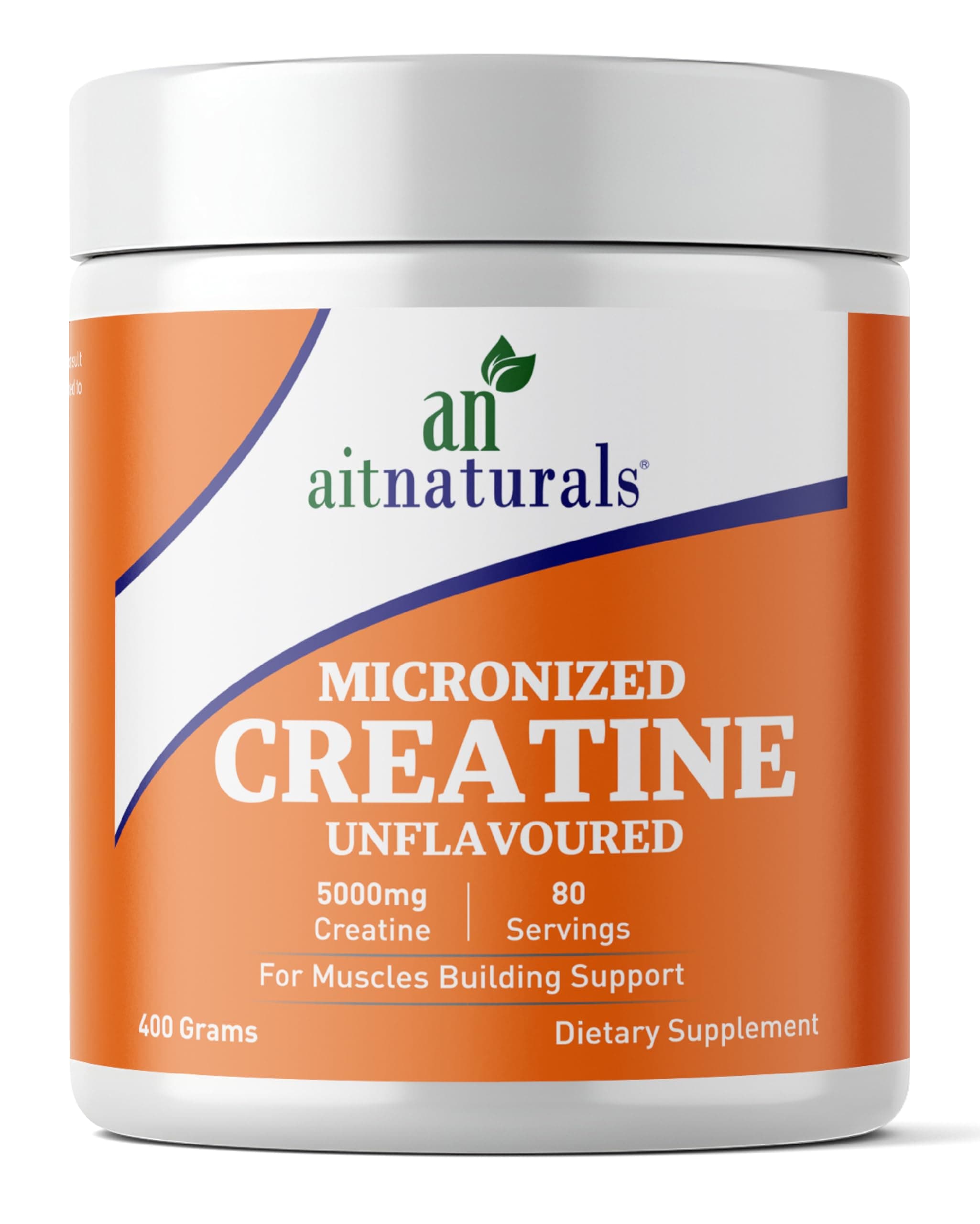 Aitnaturals 100% Micronized Creatine Monohydrate Powder Unflavoured - 400g/80 servings | Muscle Building Support, Boosts Energy, Replenishes ATP Levels, Post Workout Supplement, Non-GMO, Gluten-Free