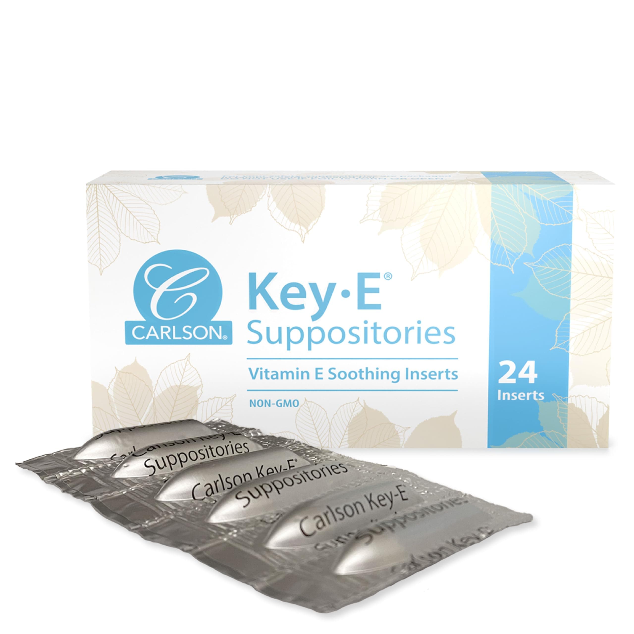 Key-E Suppositories, 30 IU Vitamin E Suppository, Lubricates Dry Areas, Treatment for Women and Men, Vaginal & Rectal, 24 Count