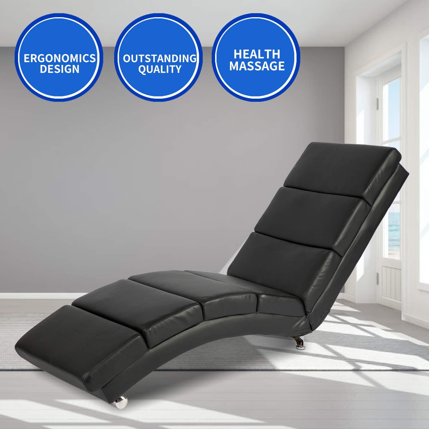 Aoxun Massage Recliner Chair - Leather Ergonomic Modern Upholstered Chaise Lounge for Indoor Furniture (Vibrant Type Message - Black)