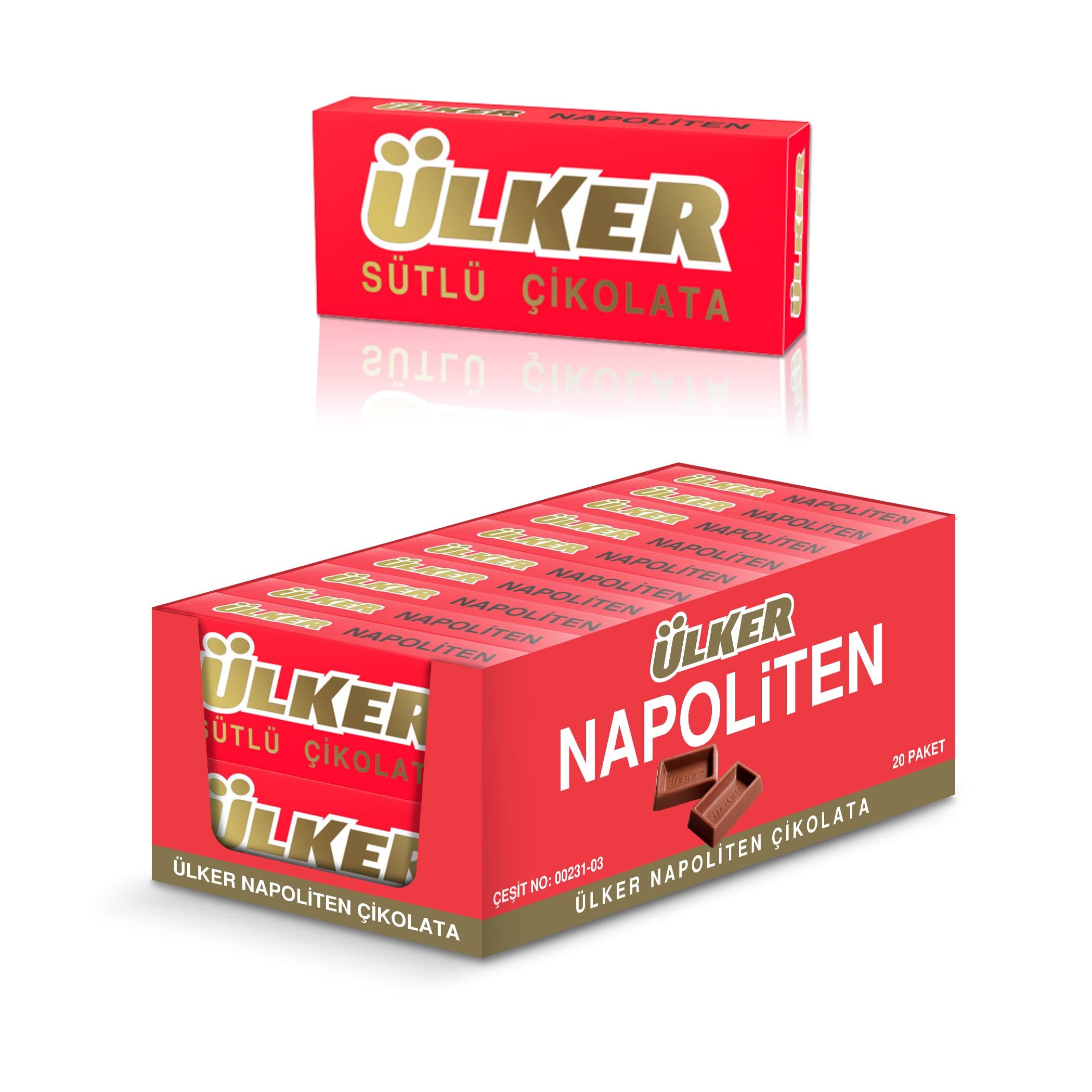Ulker Napoliten Milk Chocolate Box of 33gr. x20pcs