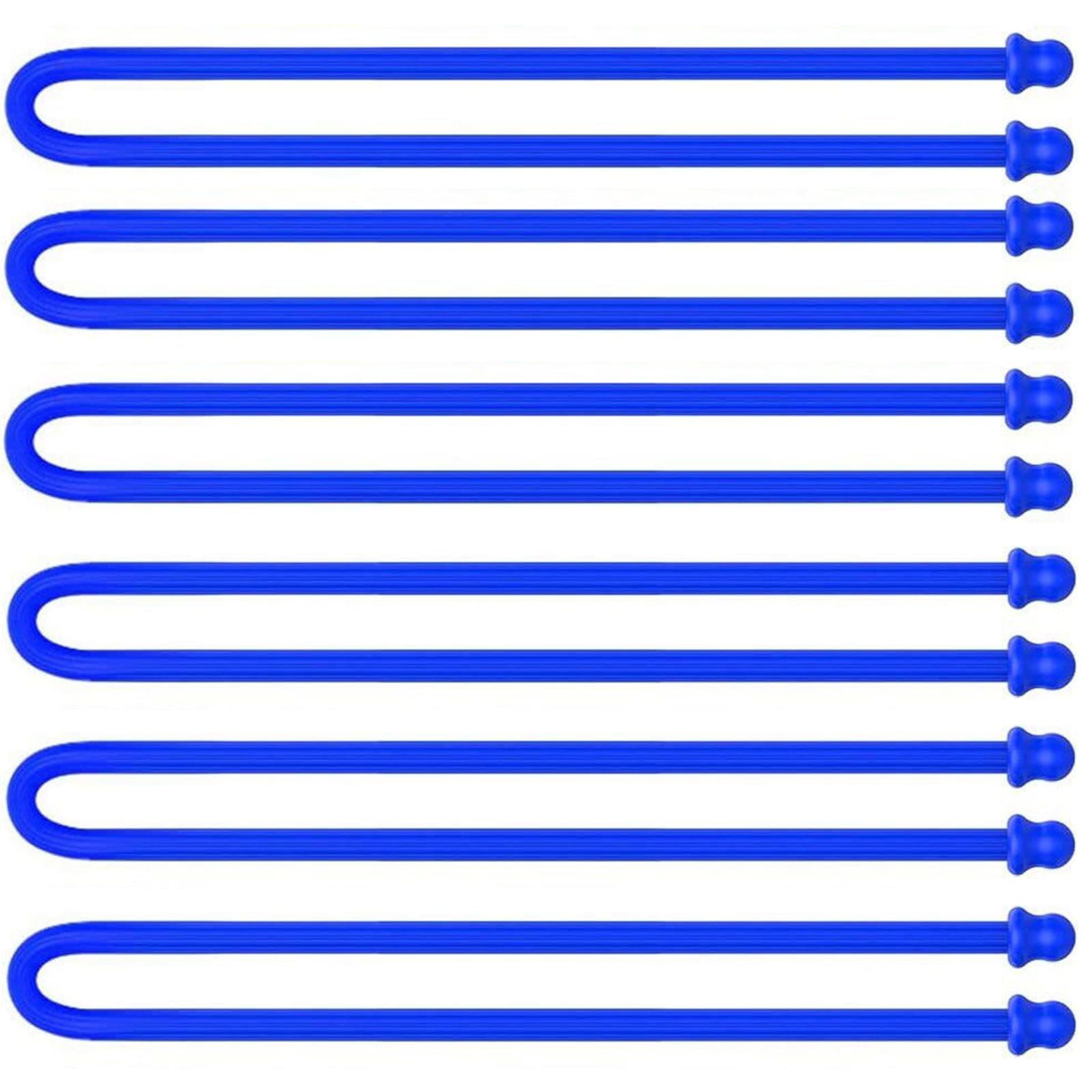 10Pcs/set Original Silicone Cable Tie, Steel-Core Silicone Twist Ties, Reusable Rubber Twist Tie, Cable Tie Straps. (3 Colors 6-Inch) for Organizing. (Dia 5mm)