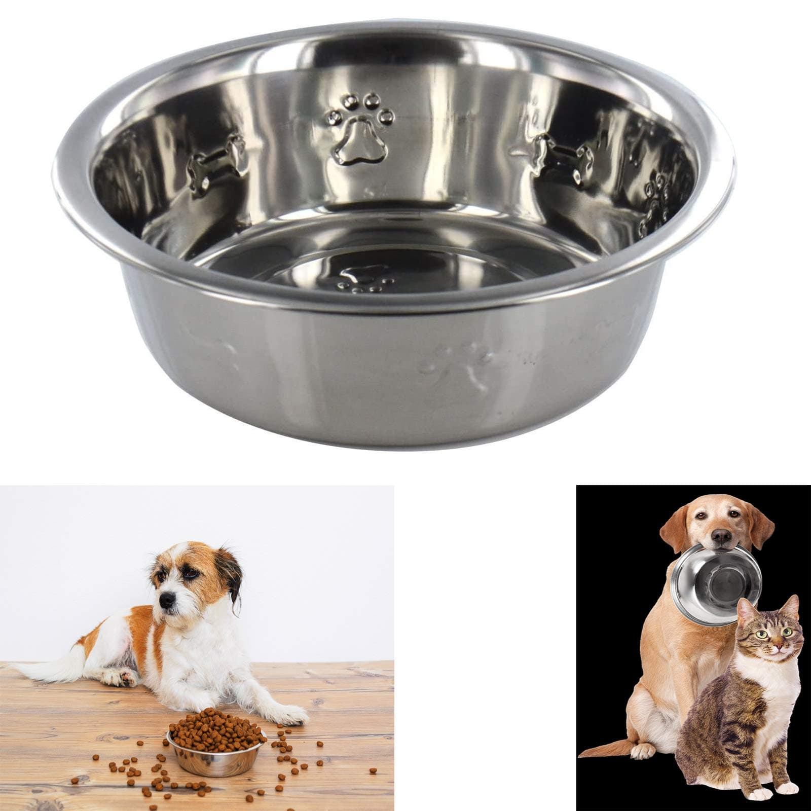 Evokk Pet Feeding Bowl Dogs Cats Stainless Steel 21cm x 7cm Water Food Metal Plate