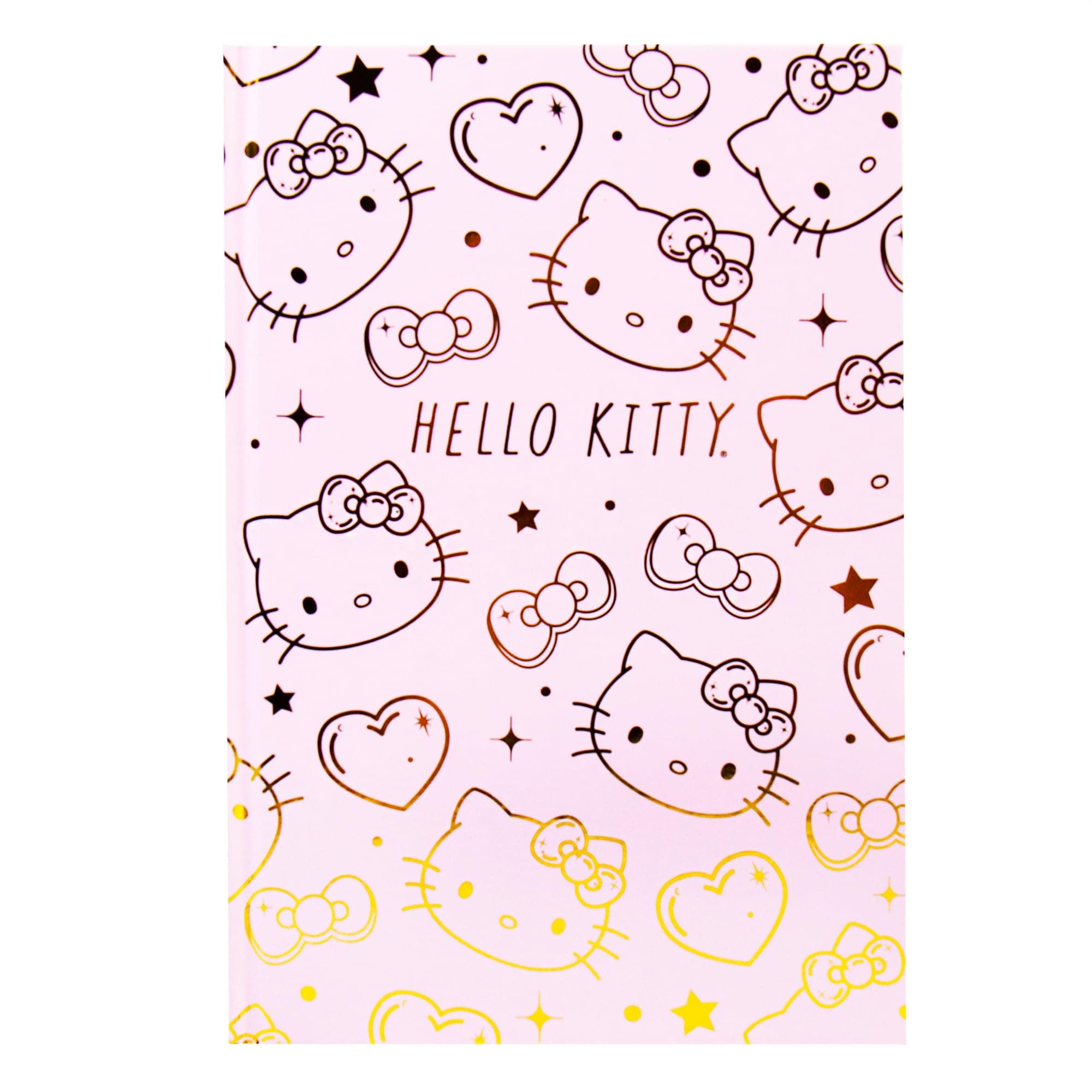 Hello Kitty Official Sanrio Journal, Pink & Gold Foil Hardcover Journal, 87 Lined Pages, Cute School Supplies, Sanrio Stationery, Fun Office Supplies, Kawaii Stationery Set, Merch