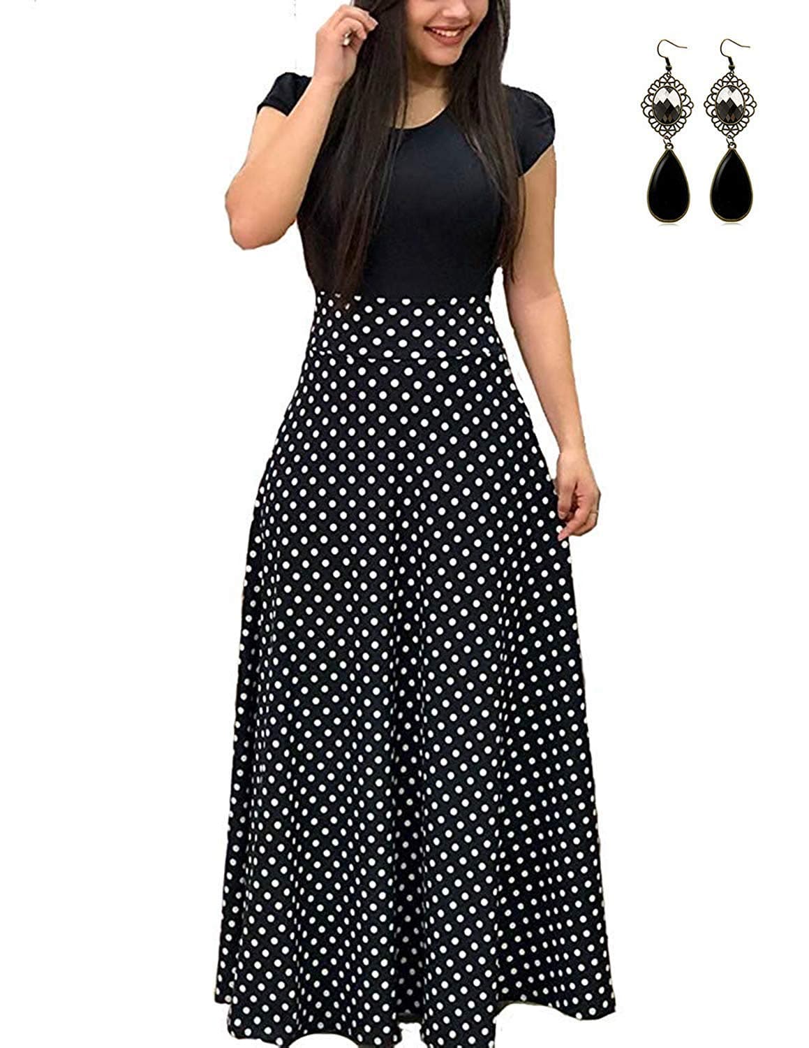 Women Summer Dress Maxi Boho Short Sleeve Elegant Loose Casual Dresses Beach Long Sundress