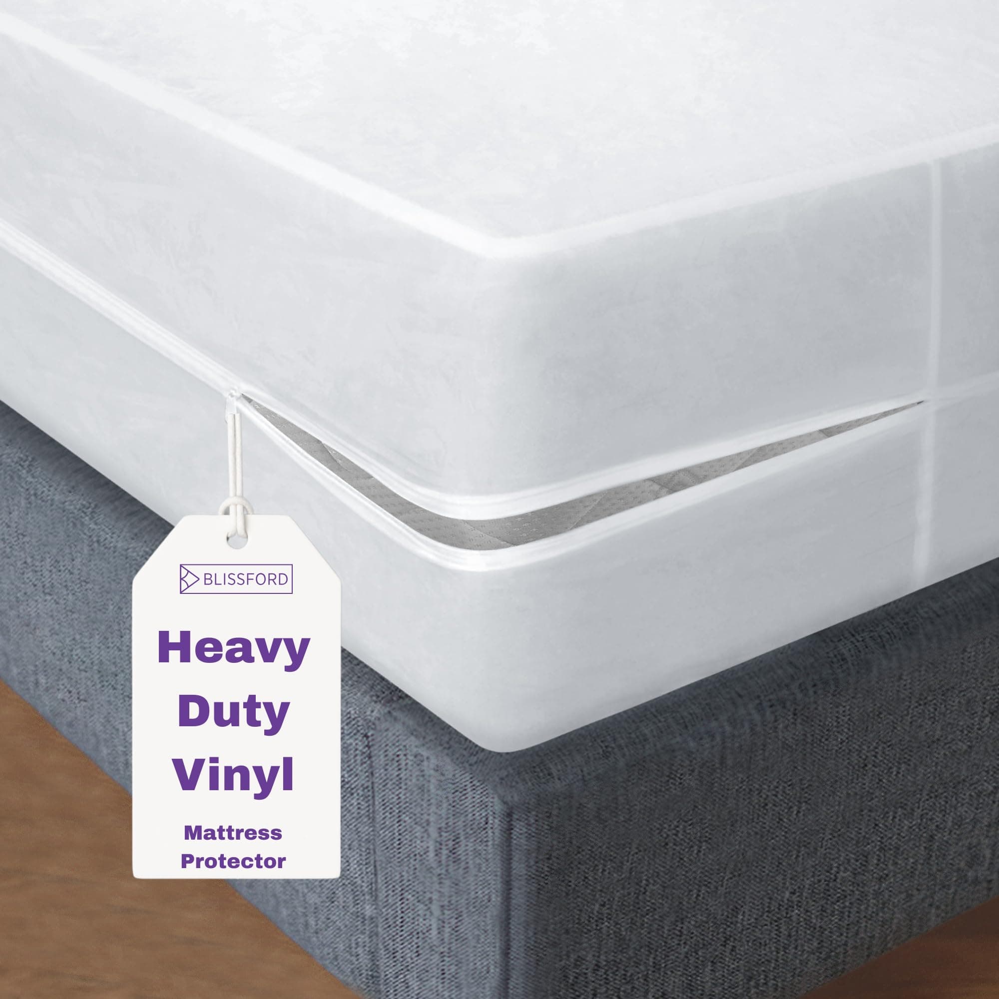 BLISSFORD Plastic Mattress Protector Zippered Twin XL, Waterproof Vinyl Mattress Cover, Heavy Duty Noiseless Mattress Encasement