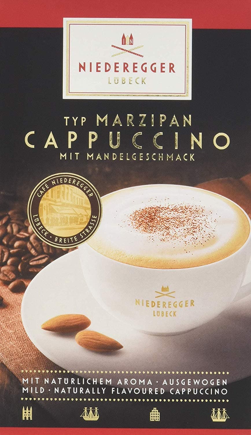 Coffee Containing Marzipan Cappuccino with Almond Flavour Beverage Powder - 10 Sticks - Niederegger