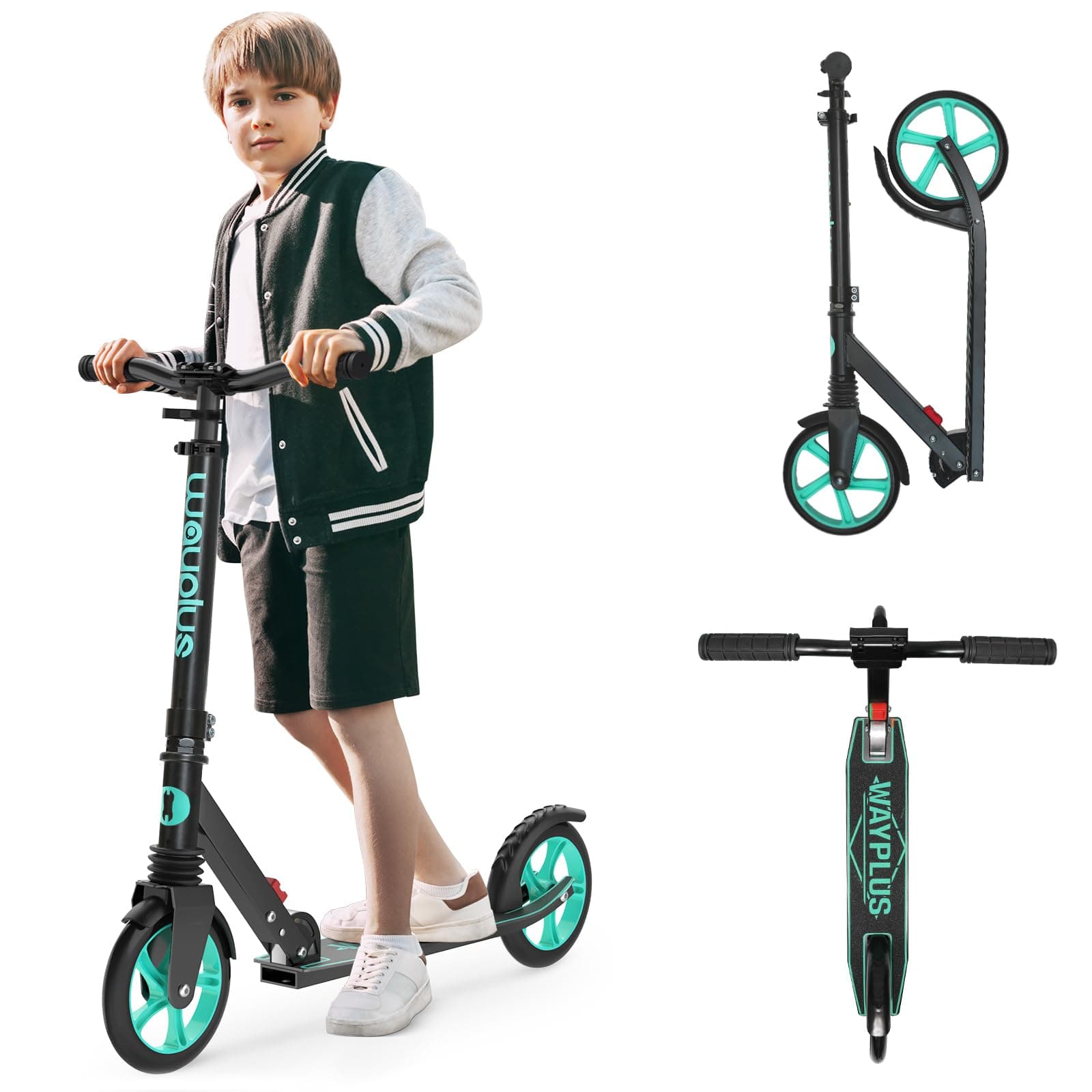 KS1 Kick Scooter for Ages 6+,Kid, Teens & Adults. Max Load 240 LBS. Foldable, Lightweight, 8IN Big Wheels for Kids, Teen and Adults, 4 Adjustable Levels. Bearing ABEC9 FED Fitness