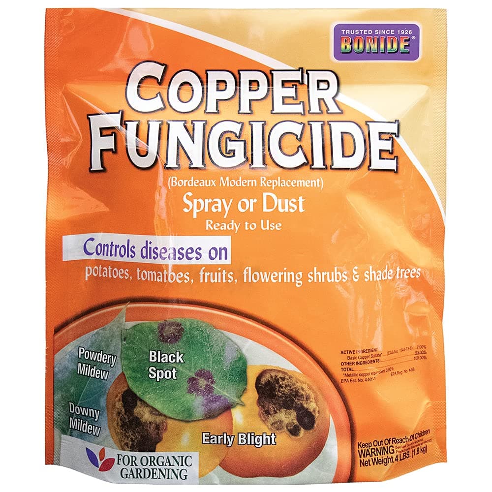 Bonide Copper Fungicide, 4 lb. Ready-to-Use Spray or Dust for Organic Gardening, Controls Common Diseases in Lawn & Garden