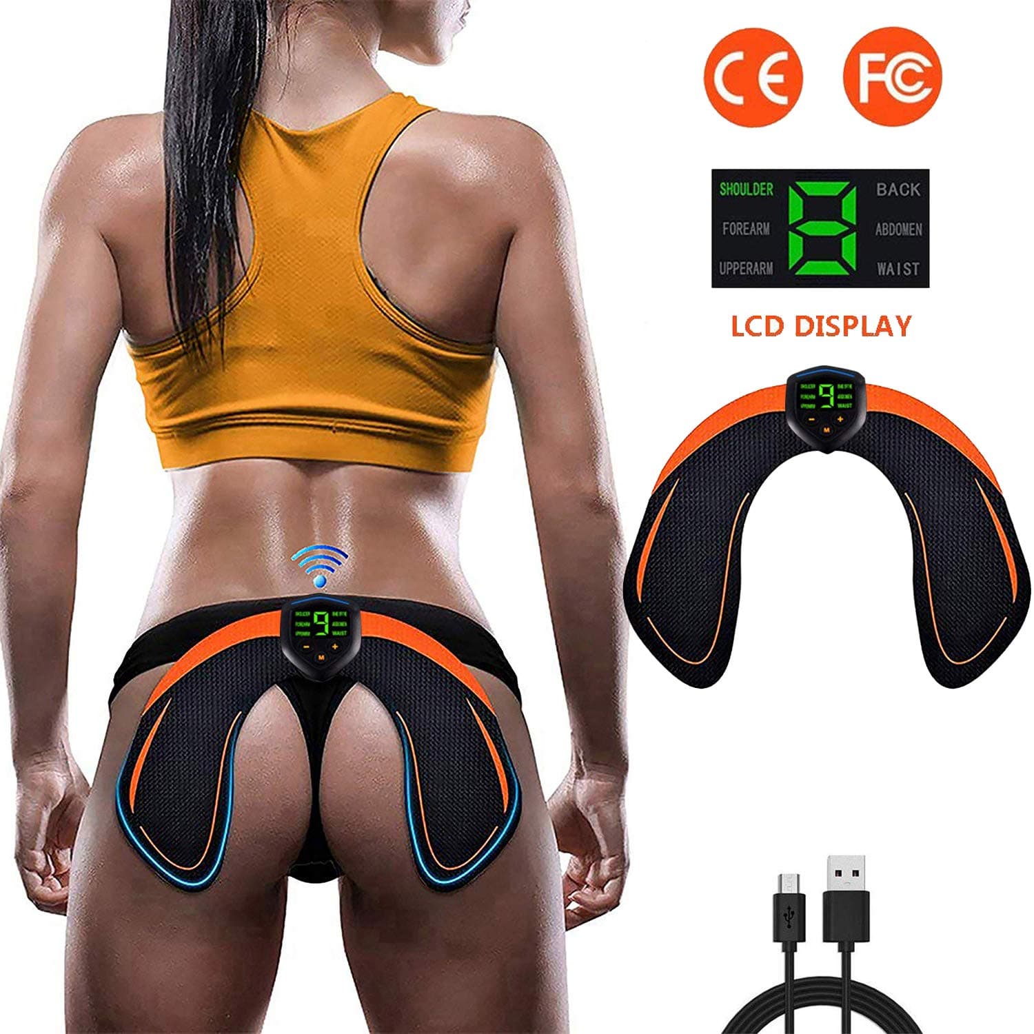 ZHENROG EMS Hips Trainer,Electrical Muscle Stimulato Toner Abs Trainer 6 Modes Smart Easy Hip Trainer Fitness Training Gear Home Office Ab Workout Equipment Machine Buttocks Butt Stimulator
