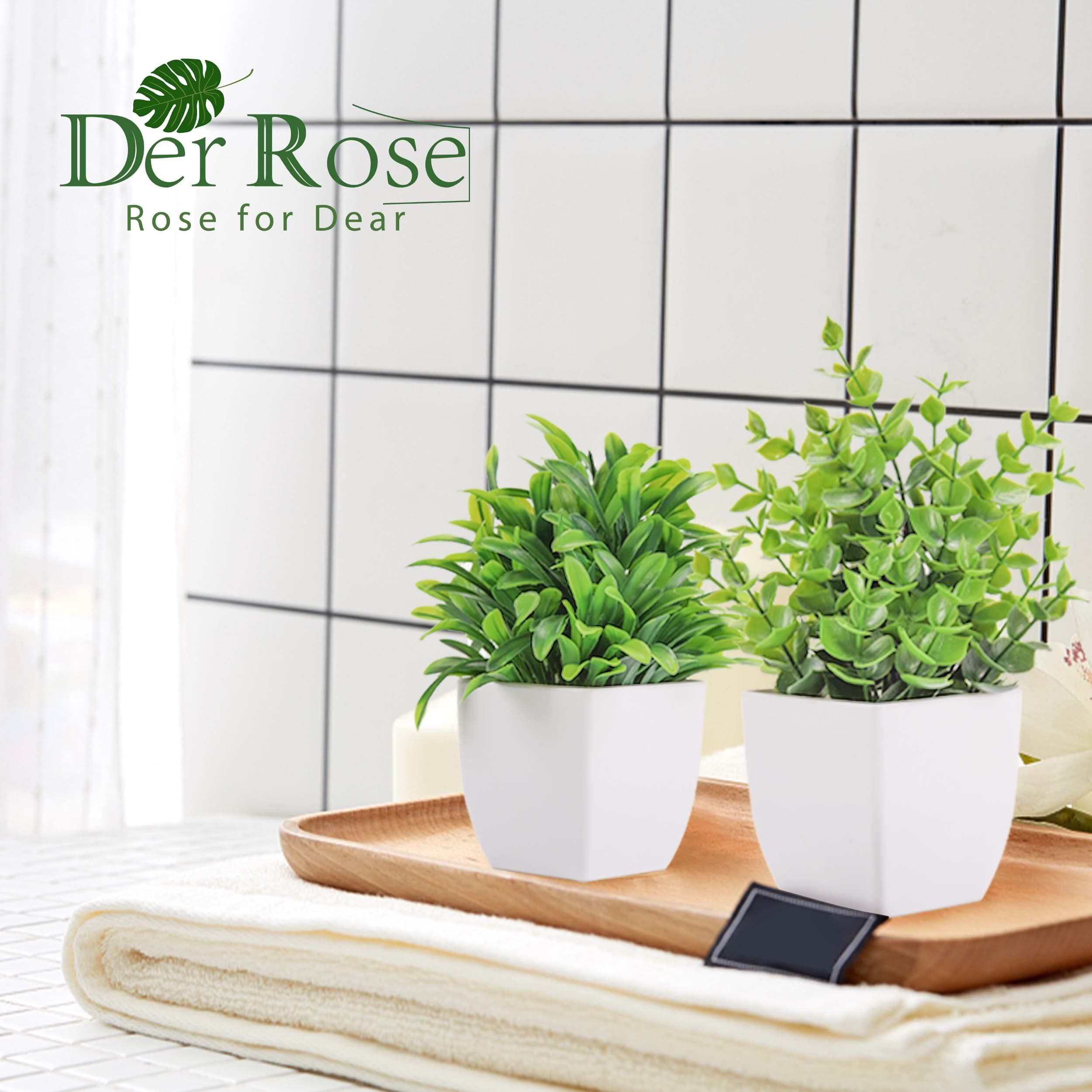 Der Rose 4 Packs Small Fake Plants Mini Artificial Faux Plants in Pots for Home Office Bedroom Living Room Decor