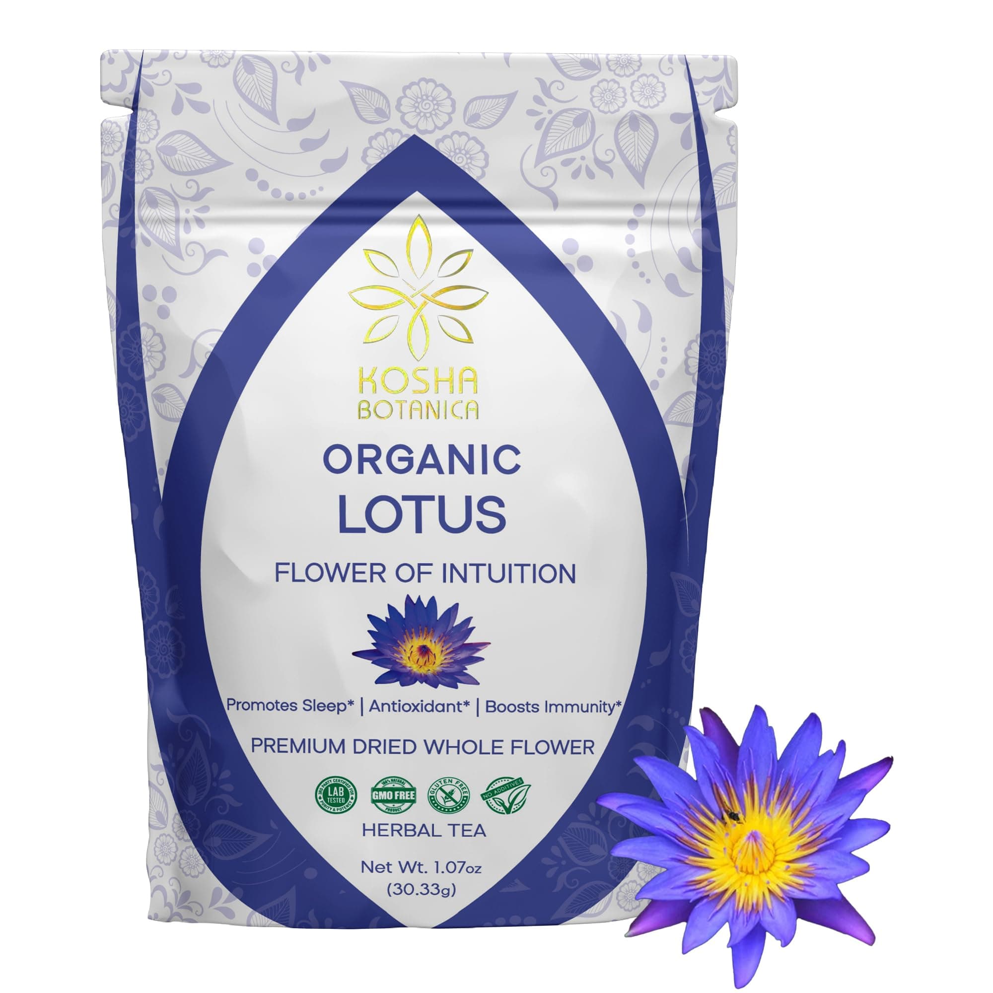 Kosha BotanicaWhole Flower Tea | 46+ Servings 1.07 oz (30.33g) | Natural Premium Dried Whole Flower | Non GMO Herbal Loose Leaf Tea