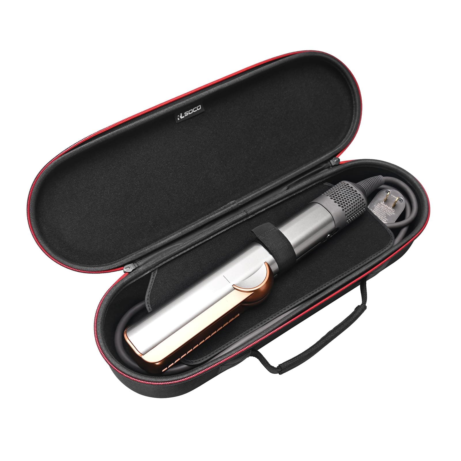 Straightener Travel Case for Dyson Airstrait/Corrale Hair Straightener | Shockproof, Dustproof, With Wrist | Compact Design with YKK Zipper & Scratch Protection - Black