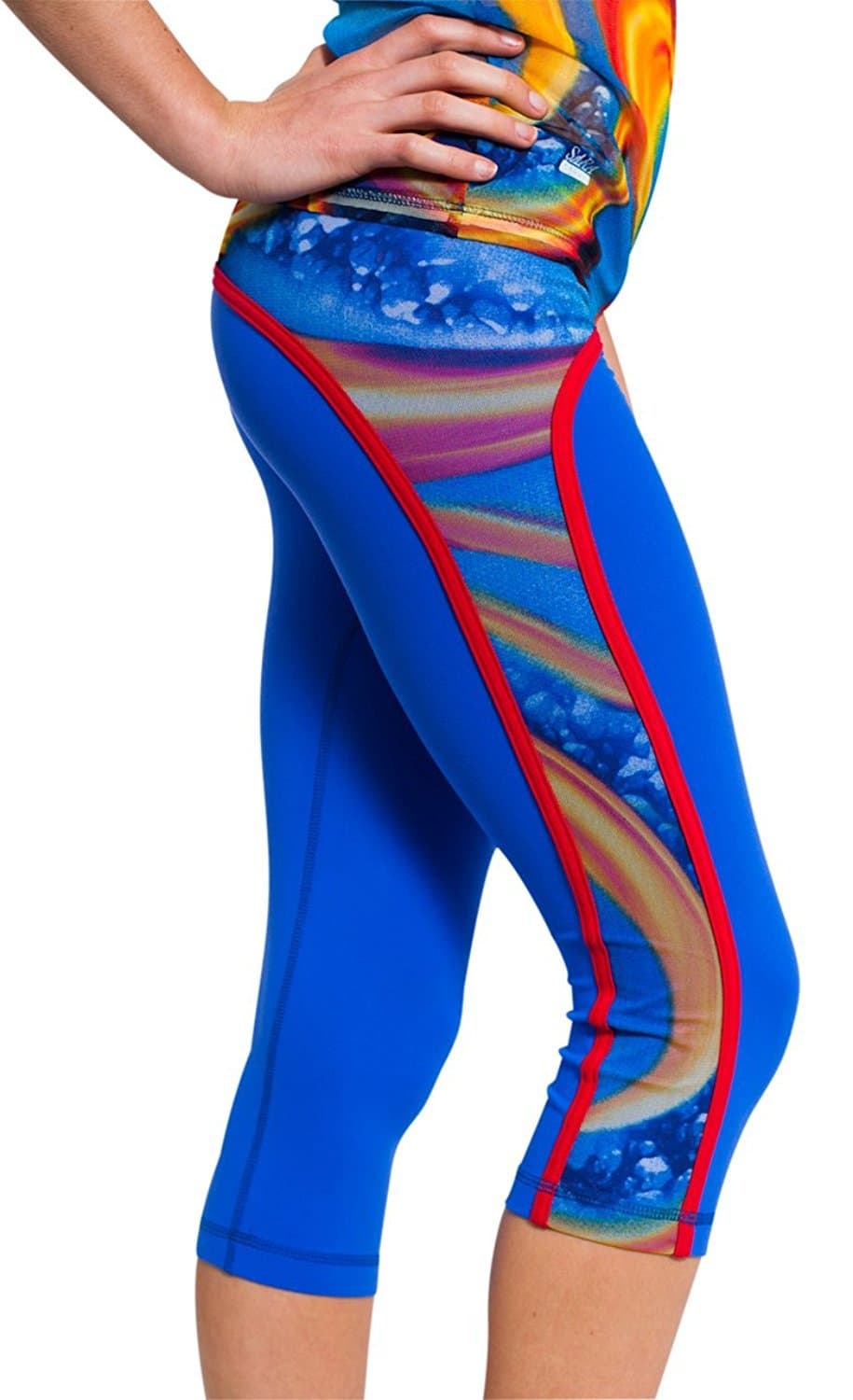 Sara Crave Women's Fitness Clothing, Stylish Blue Tights Supplex Gym Clothes