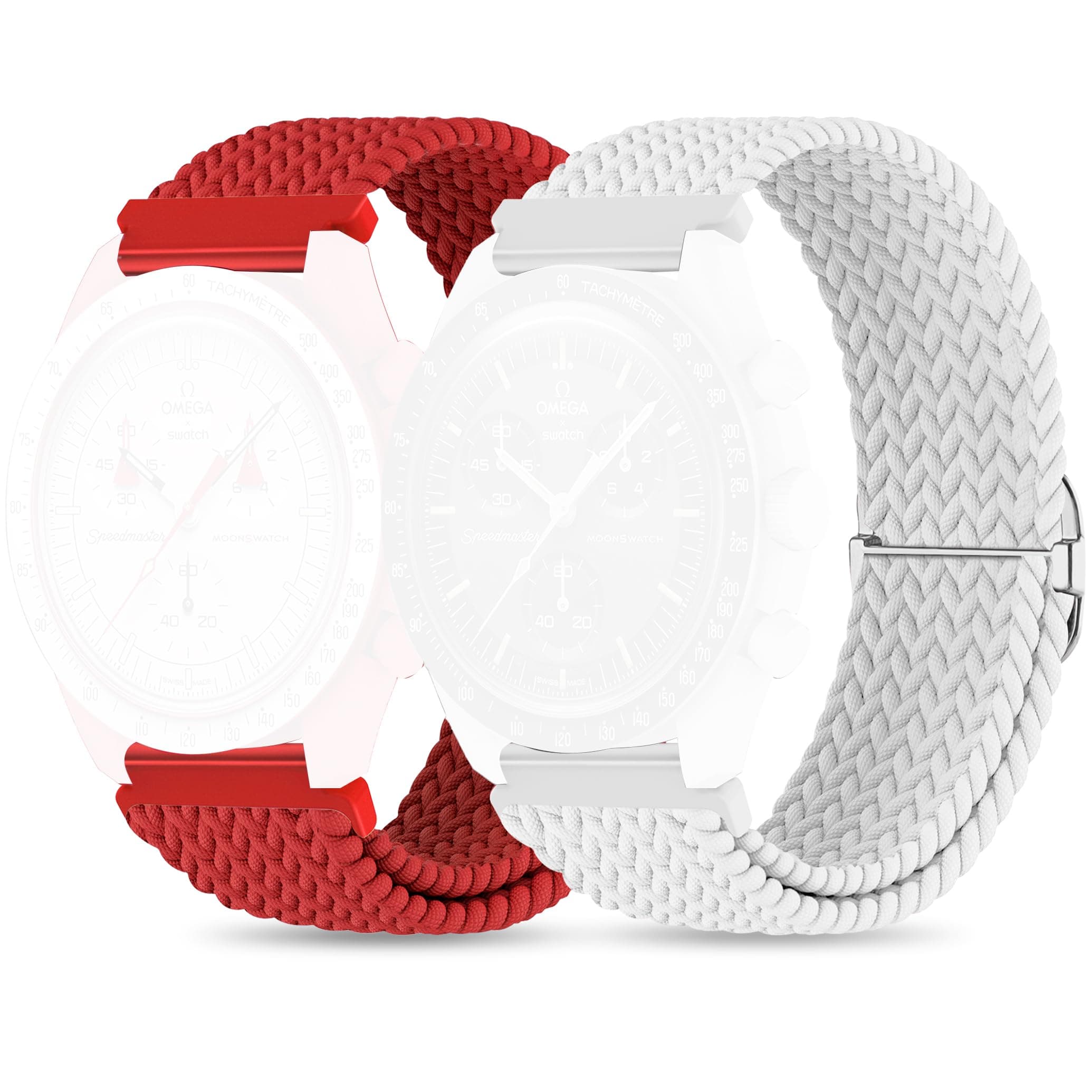 Braided Bands for Moonswatch Watch,20mm Stretchy Nylon Band,Compatible with Omega X Swatch Moonswatch Speedmaster 20mm Watch,Swatch Omega Moonswatch Speedmaster Watch Replacement Strap for