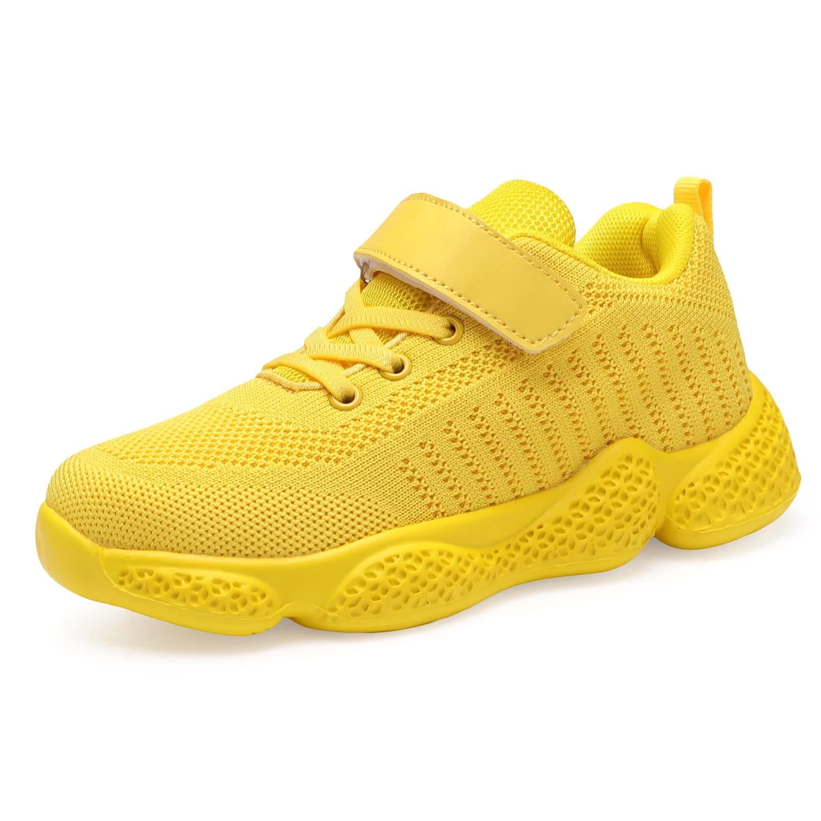 Shoful Kid's Lightweight Trainers Boys Girls Running Sneakers Yellow Size 1