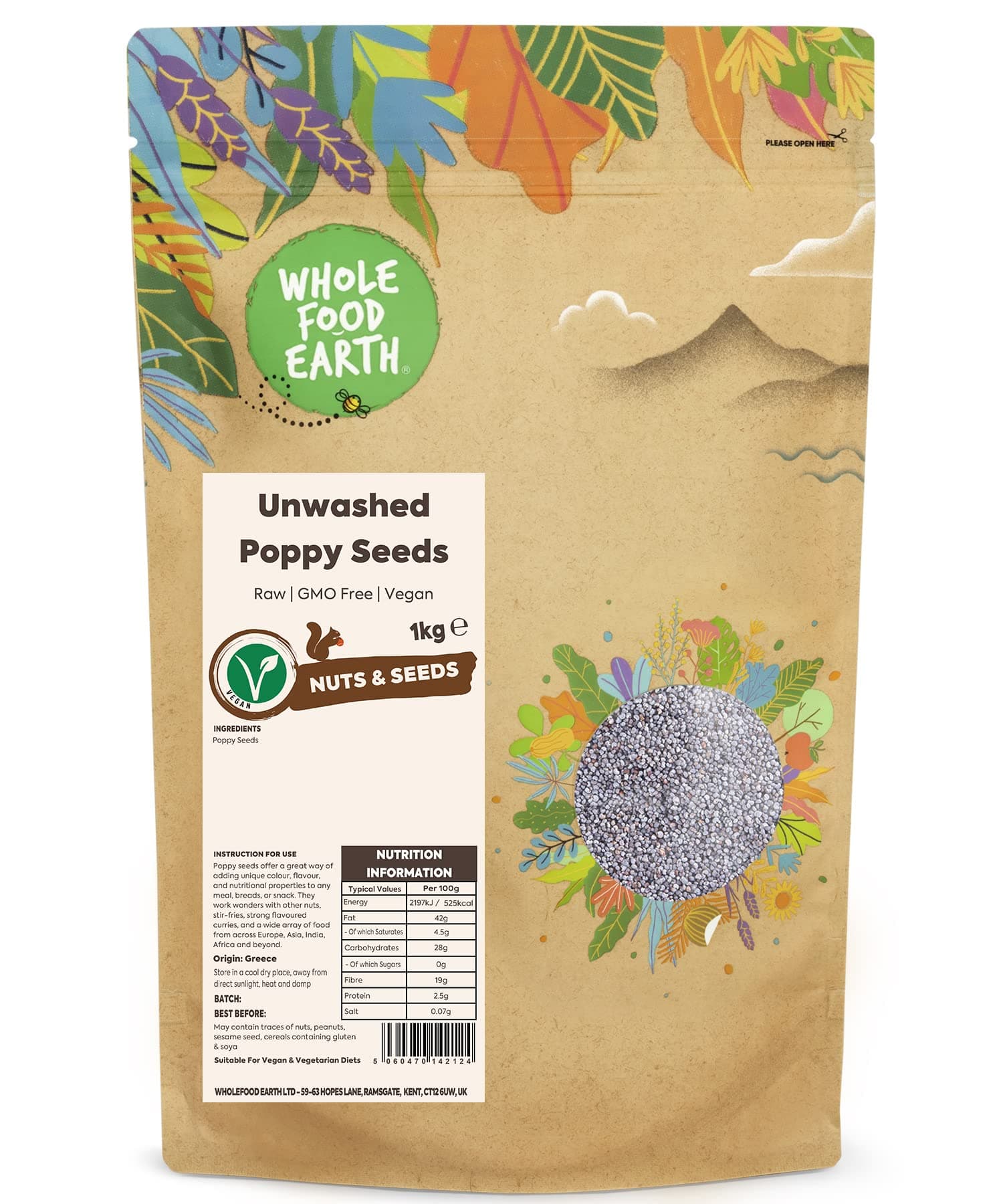 Wholefood Earth - Unwashed Poppy Seeds, 1 kg