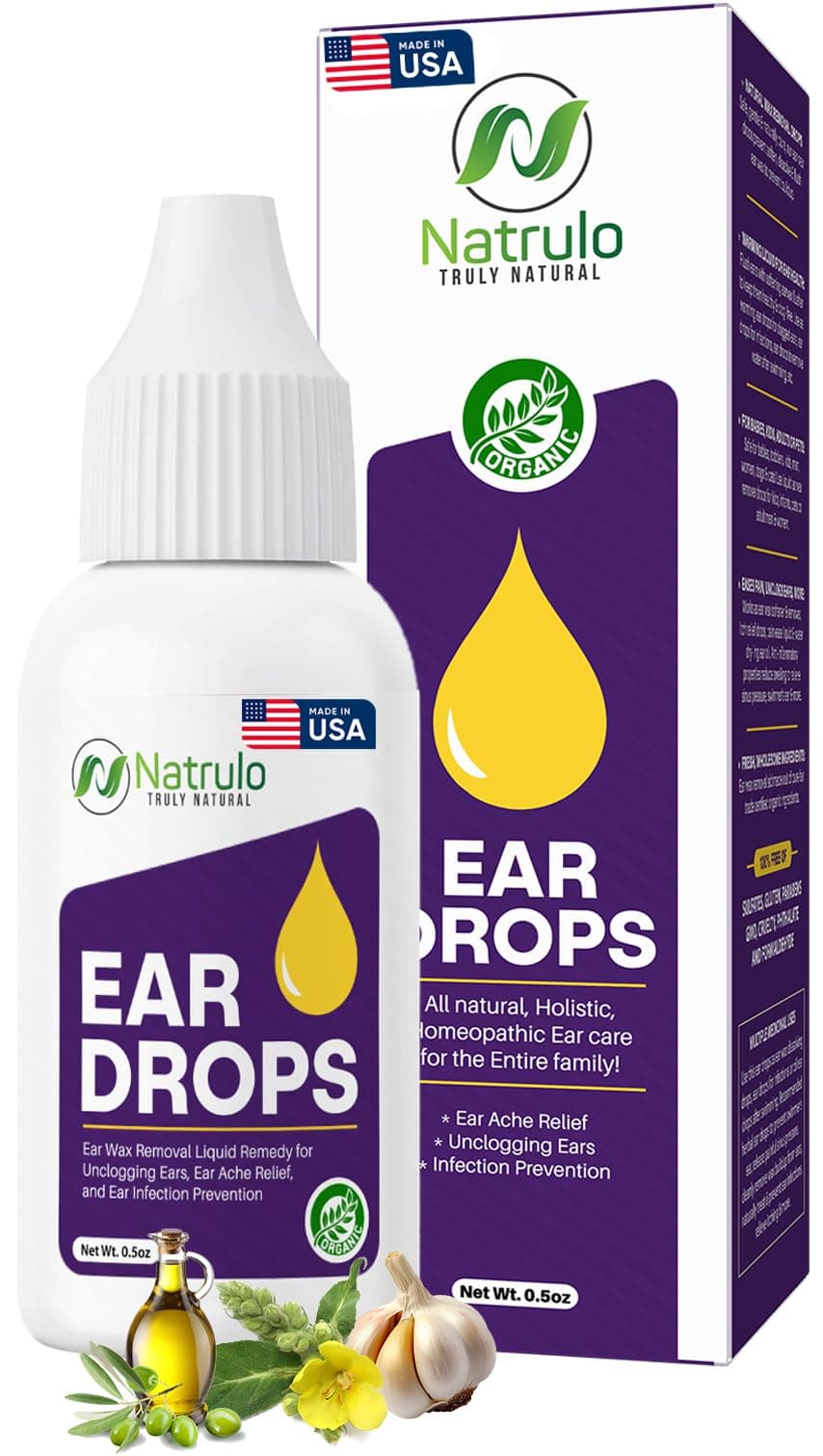 Natural Ear Drops for Ear Infection – Homeopathic Eardrops for Adults, Kids, Baby, & Pets – Relieves Ear Aches, Swimmer's Ear, & Loosens Wax – Kids Safe Ear Health Made in USA