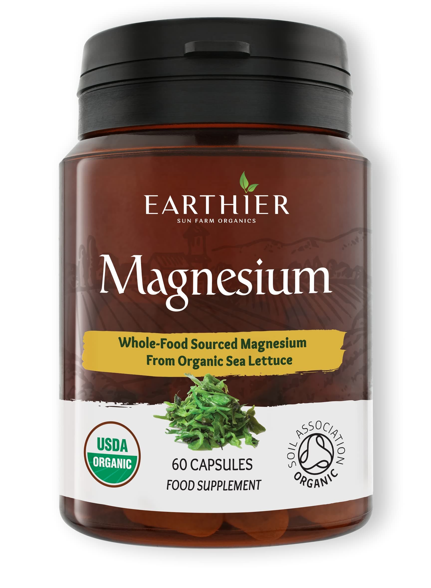 Organic Magnesium Whole Food Sourced & Certified by Soil Association Vegan Capsules