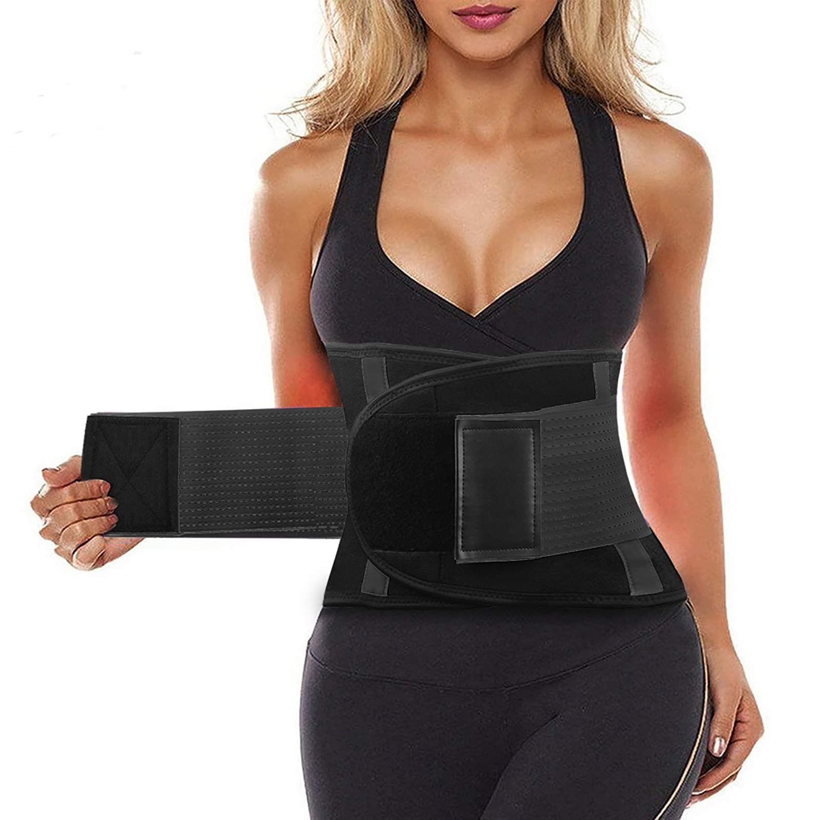 SIHOHAN Waist Trainer Belt Back Brace Cincher Trimmer Sports Slimming Body Shaper Band with Dual Adjustable Belly for Fitness Workout, Unisex