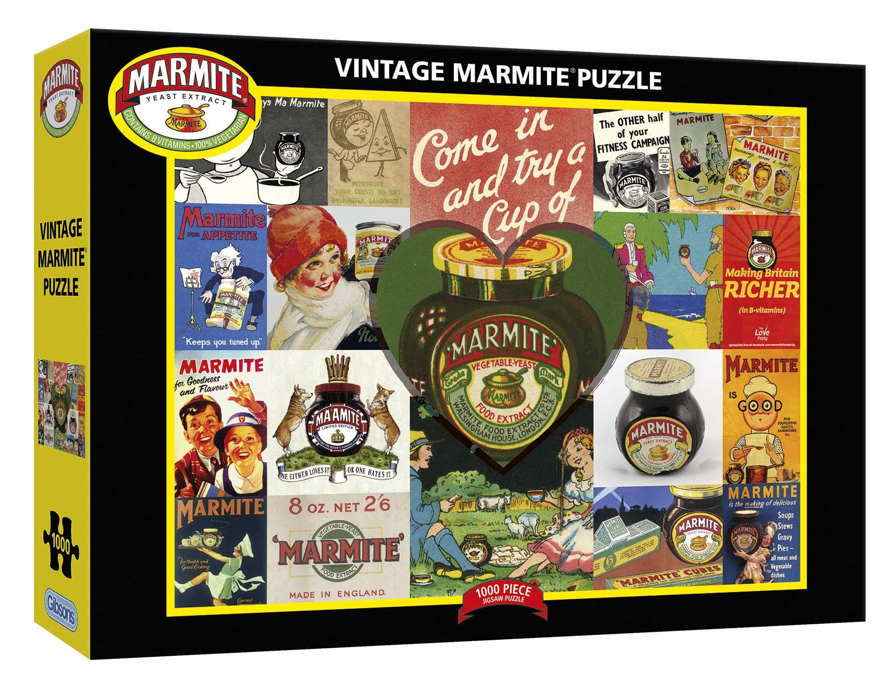 Gibsons Vintage Marmite 1000 Piece Puzzle - Premium Recycled Board - Sustainable for Adults