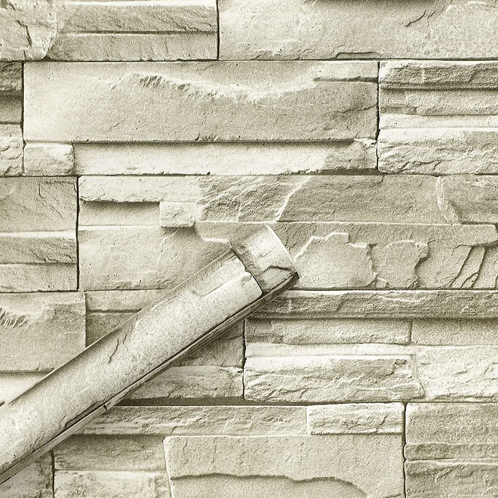 - Sodeno 3D Wall Decals 3D Wallpaper Bedroom Living Mural Roll Modern Faux Brick Stone Wall Background