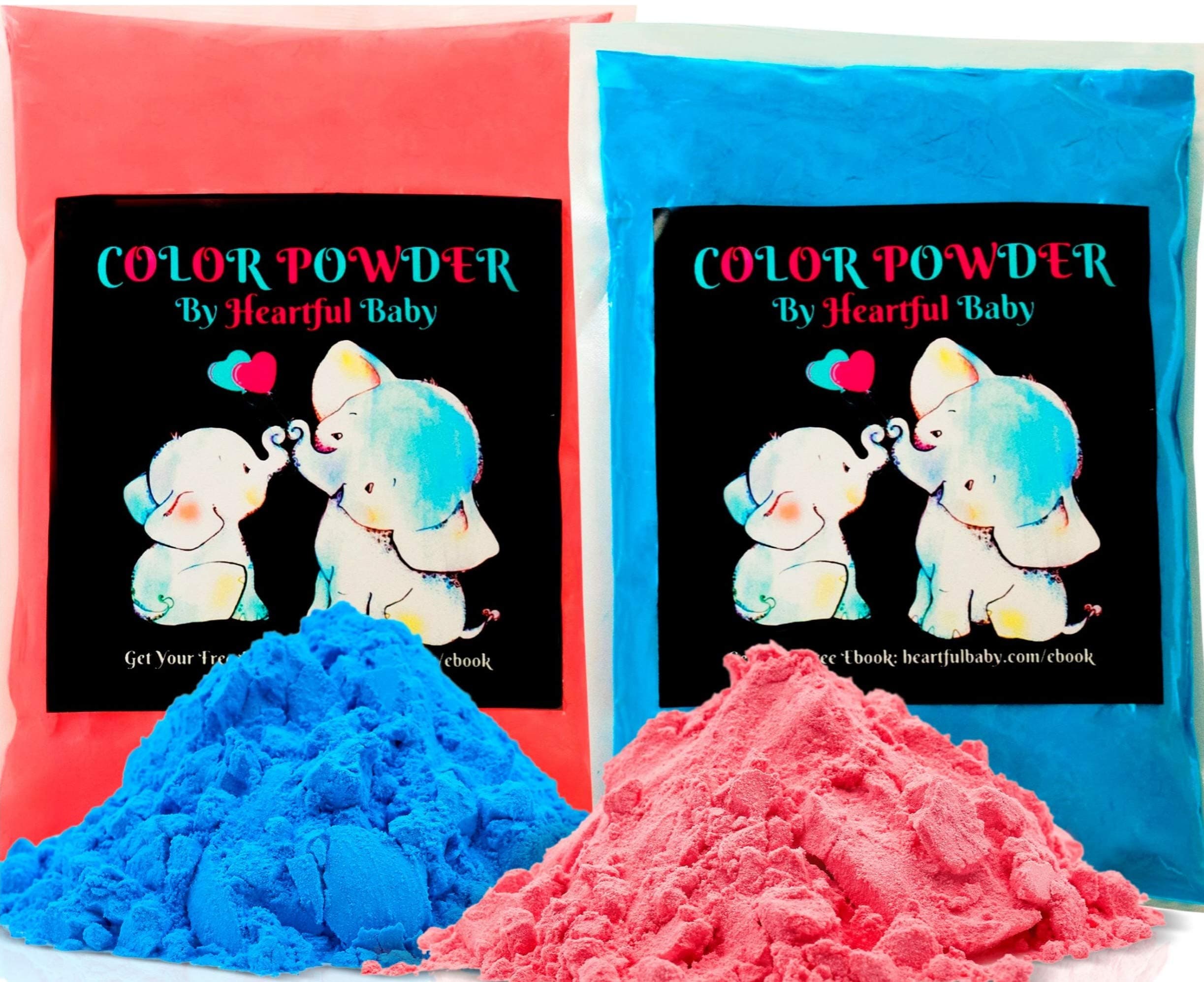 Baby Gender Reveal Party Supplies - 2lb Pink and 2 lb Blue Color Powder Bag - FREE BONUS EBOOK - Girl or Boy Announcement - Holi Festival Colored Powdered Smoke Bomb - Car Exhaust Burnout - 5k Fun Run
