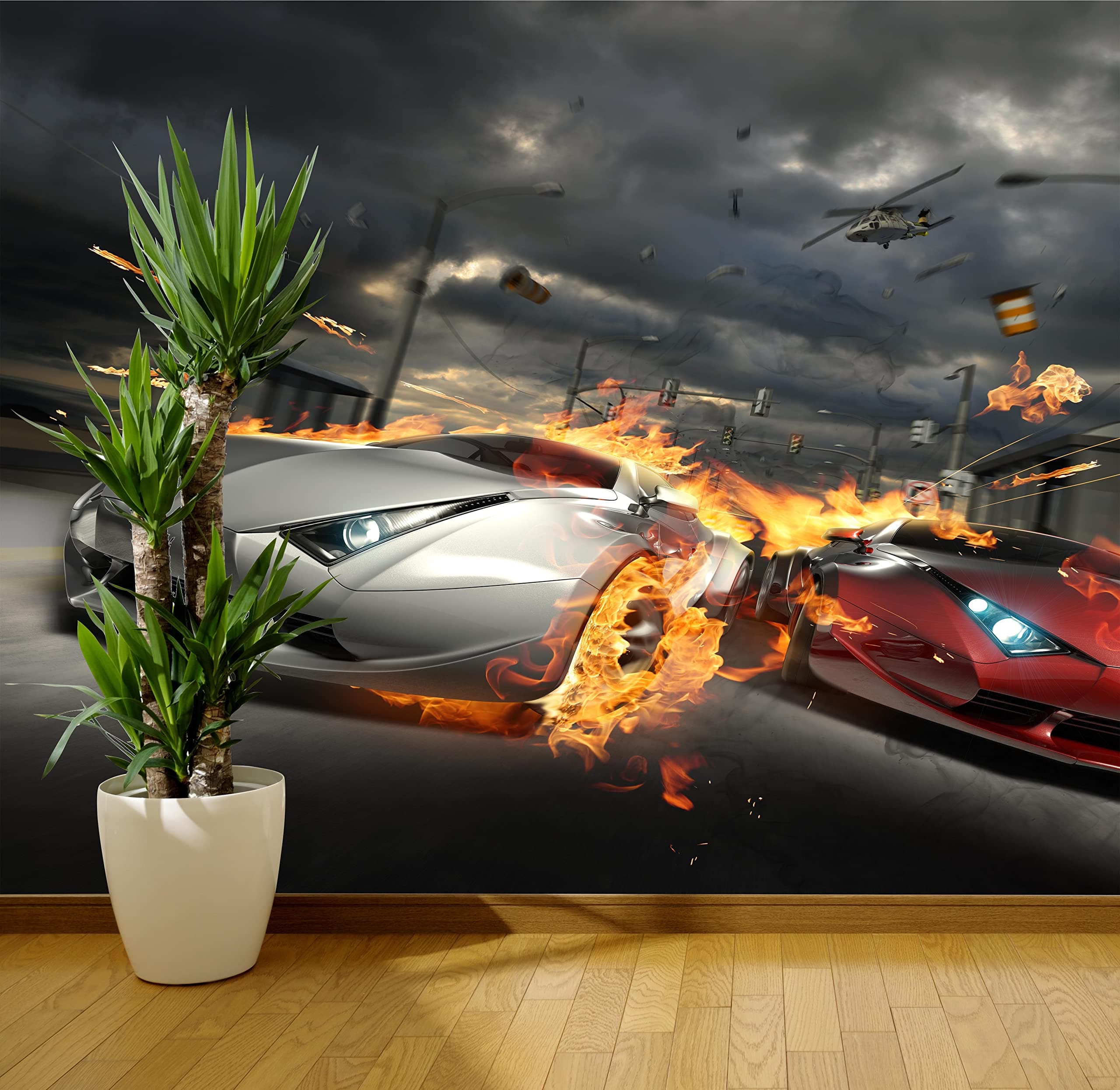 Wall Art Desire Street Race Sports Car Wall Mural Photo Wallpaper Kids Bedroom (Paper 220gsm Premium, X Large 1900mm x 1488mm)