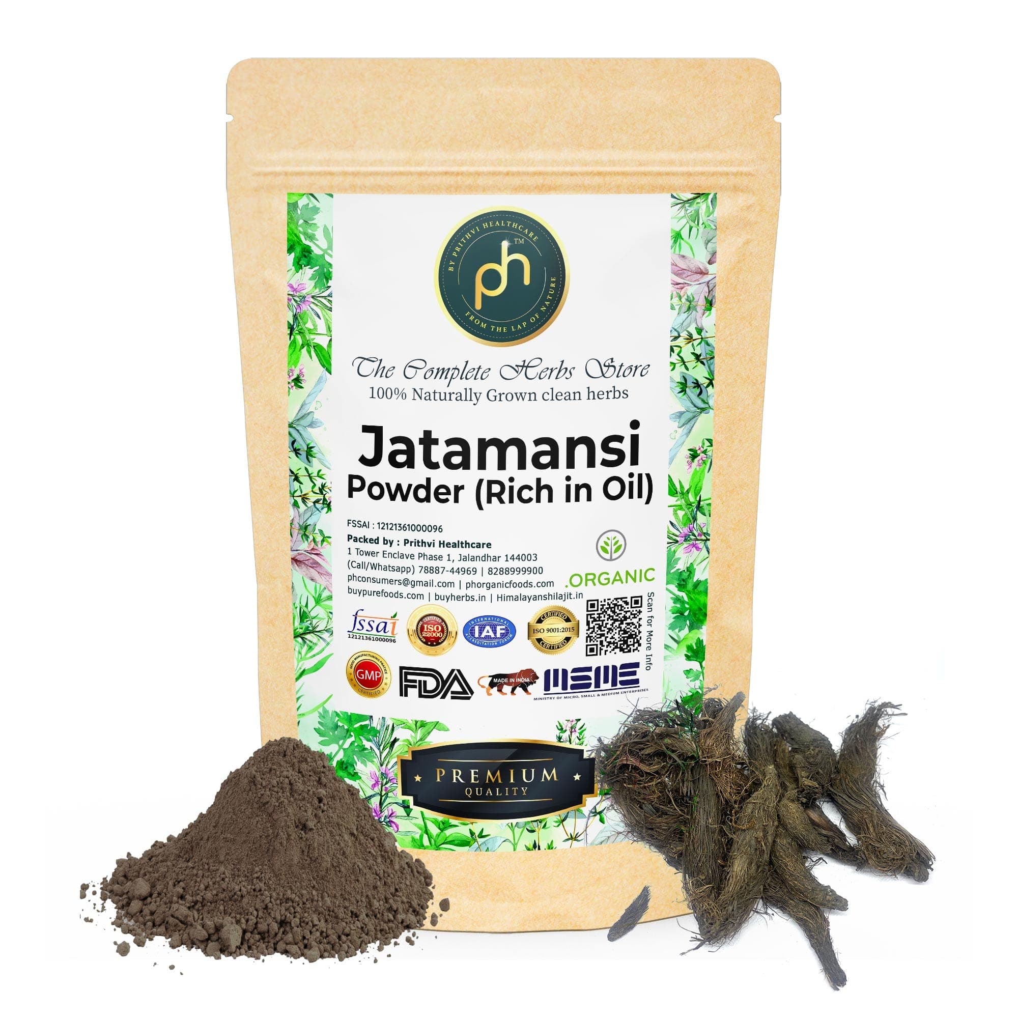PHs Jatamansi Roots Powder 100gm Rich in Oil | Nardostachys Jatamansi | Spikenard | Musk Root | Nard Indian (Dried) for Skin and Hair Care