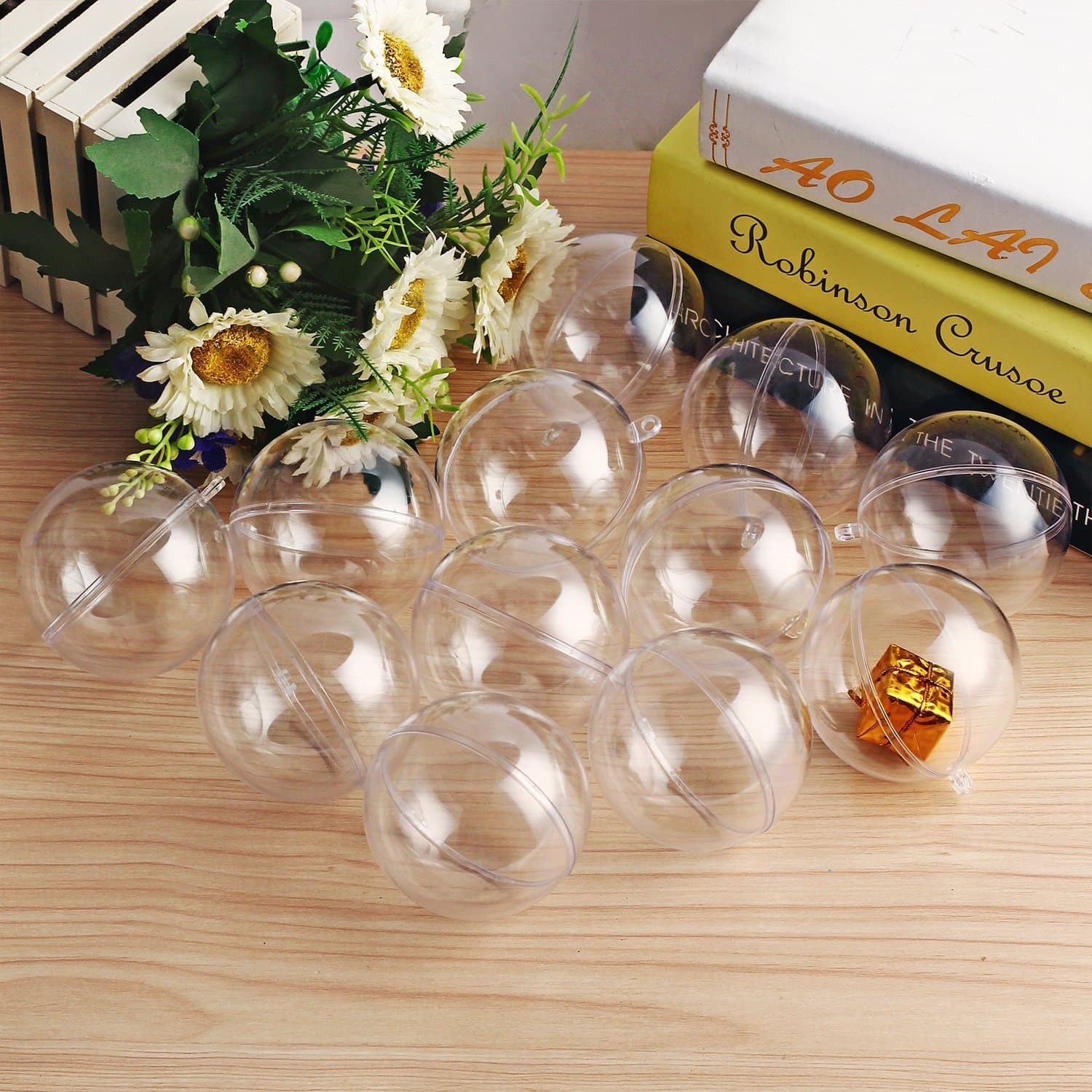 DESHIR 12PCS Christmas Baubles Xmas Plastic Ball Tree Hang Ornament Holiday Ornament Christmas Tree Home Decoration (80mm)