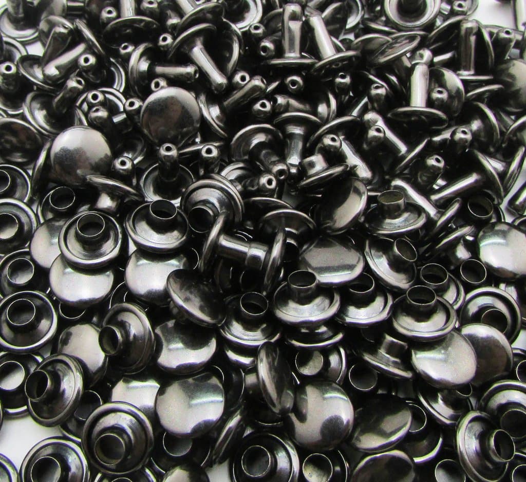 Amanteao Gun Black Double Cap Rivets Plane Cap 8mm and Post 6mm Pack of 150 Sets