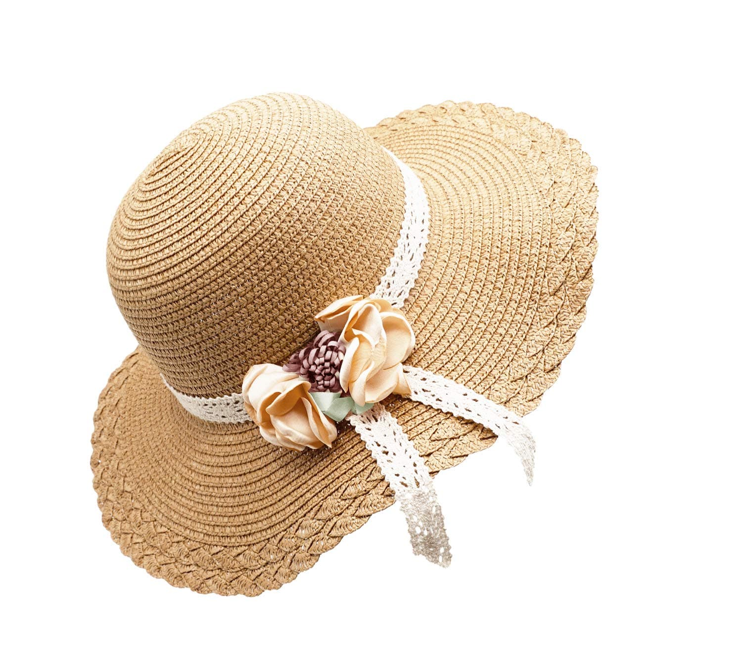 BienvenuLittle Girl Kids Summer Straw Hat Wide Brim Floppy Beach Sun Visor Hat