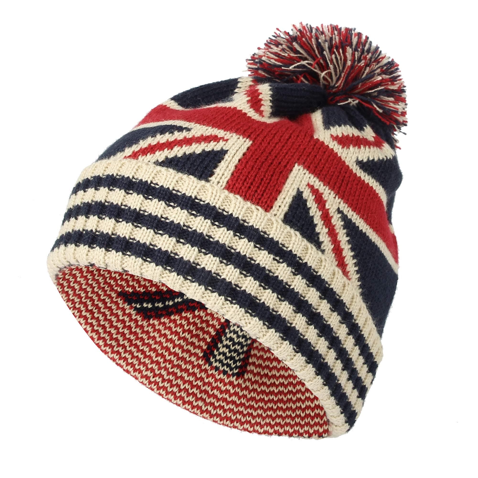 Knit US Canada Flag Union Jack Pom Beanie Hat JZP0027