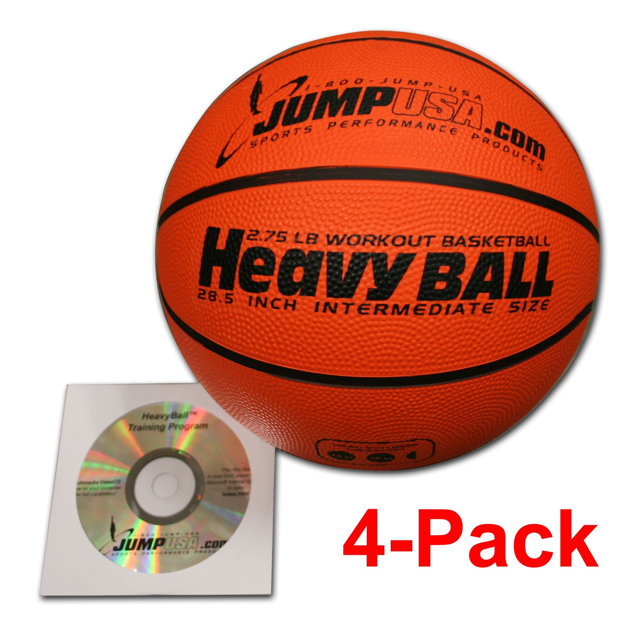 4-Pack Heavy Ball 3lb Weighted Trainer Basketball Hi-Carbon Rubber with Skills Video