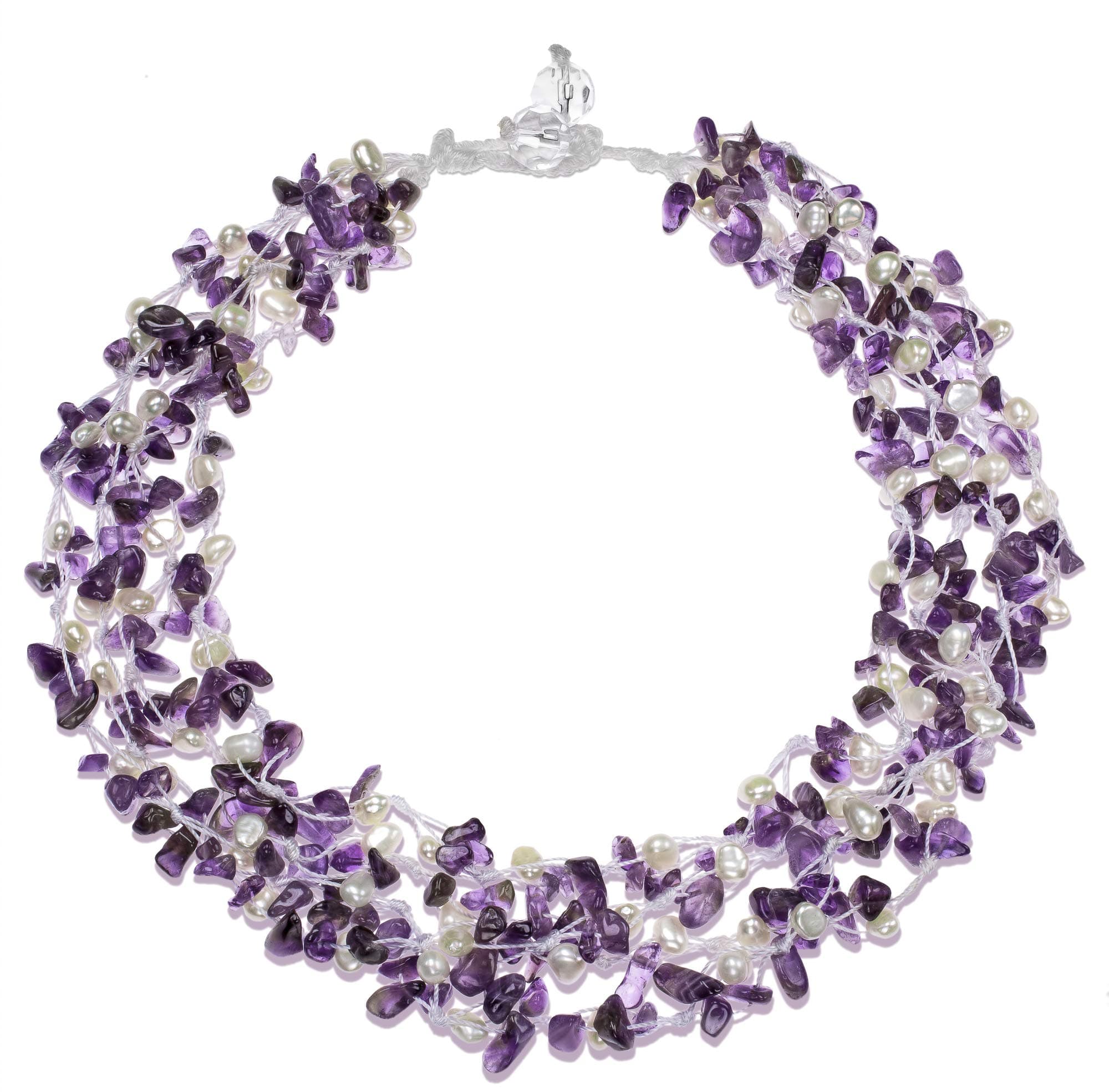 HinsonGayle 4-Strand Handwoven Gemstone & Freshwater Cultured Pearl Necklace