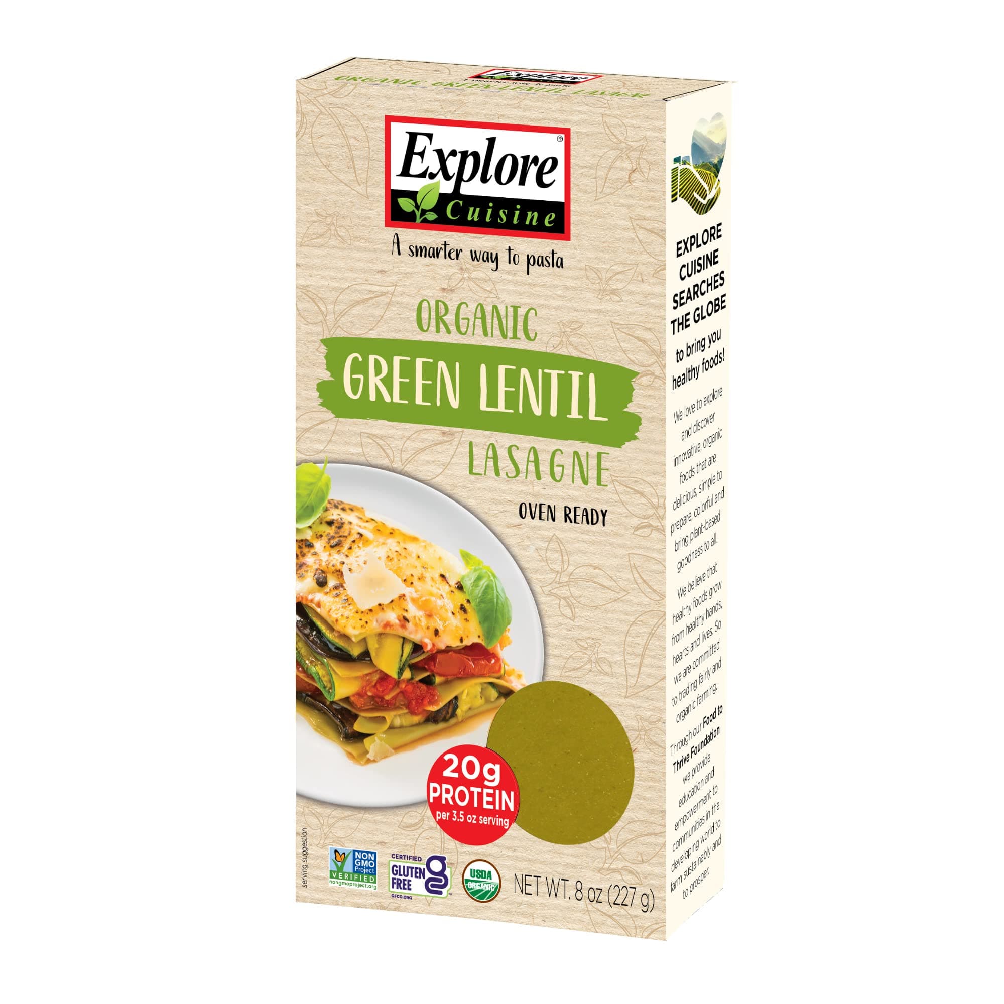 Explore Cuisine Organic Green Lentil Lasagne, 8 oz