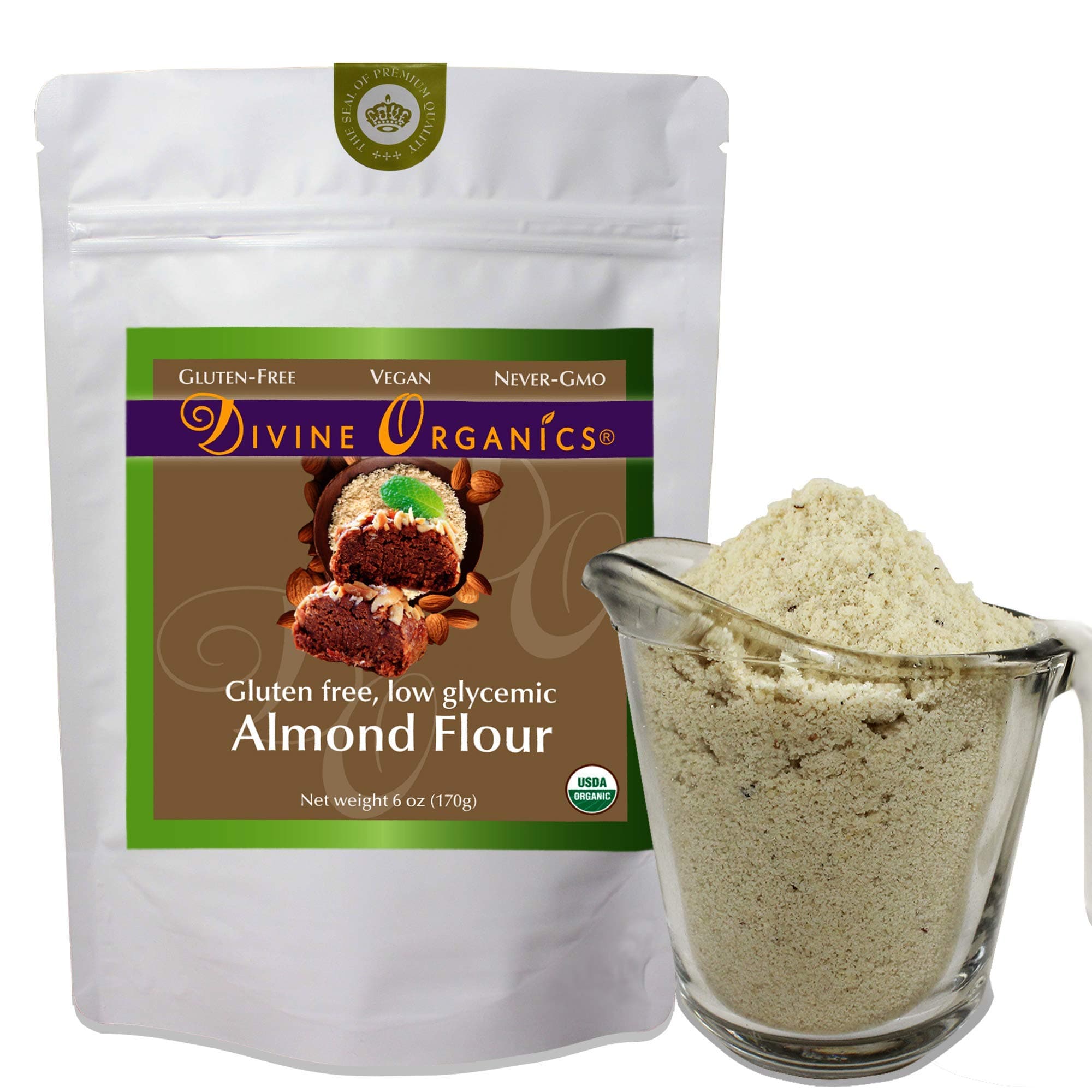 6 oz Organic Almond Flour Powdered Gluten Free Low Glycemic Non-GMO by Divine Organics