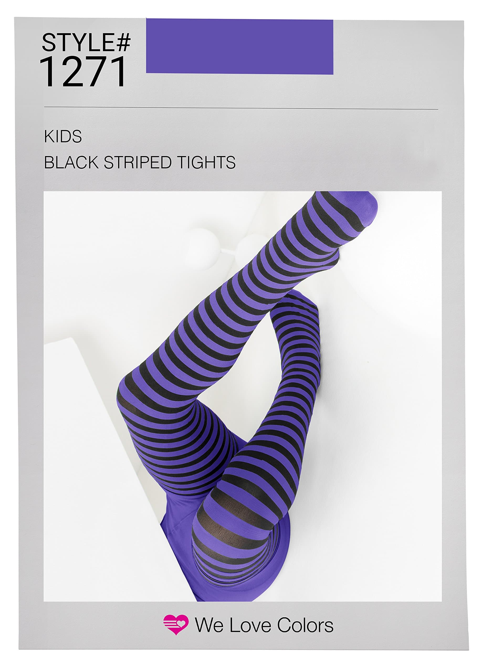 we Love Colors Kid's Black Striped Tights in 20 Color Combos and 4 sizes!