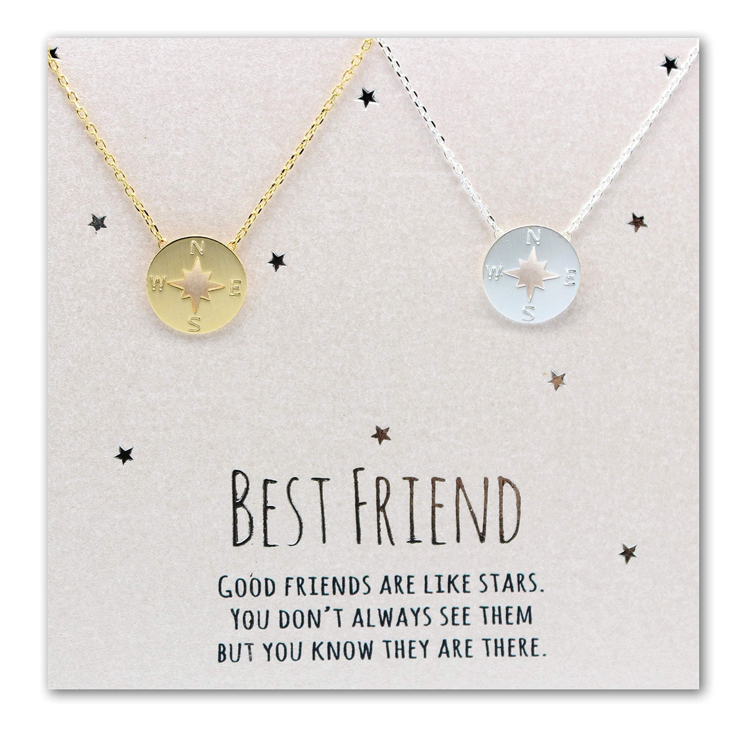 Compass Necklace for Girlfriends and women / 14K Gold plated dainty Necklace/Gold and SIlver color/Christmas gift