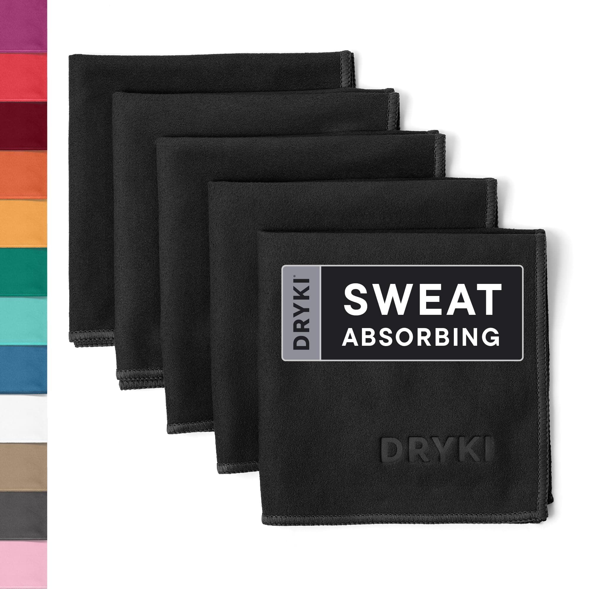 DRYKI Sweat Absorbing Handkerchiefs - The Original Sport Microfiber Hankies for Wicking Sweat from Hands, Face, Body