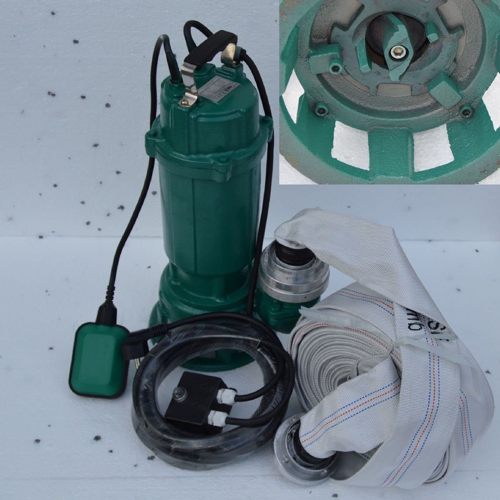 Professional waste pump m. Cutter Schmutzwasserpumpe 18h + 20m hose