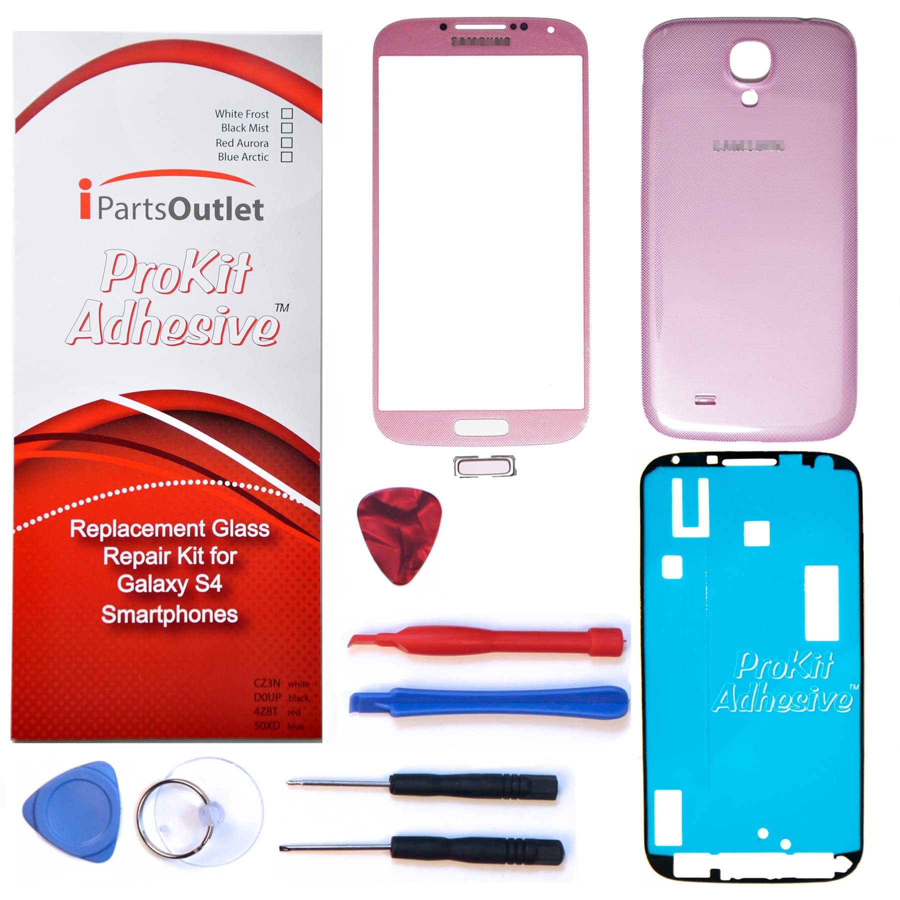 SlyPry S4 glass lens repair kit for Samsung Galaxy S4 Replacement Screen Glass Lens repair Kit S4 IV i9500 s4 prokit adhesive (Pink Twilight)