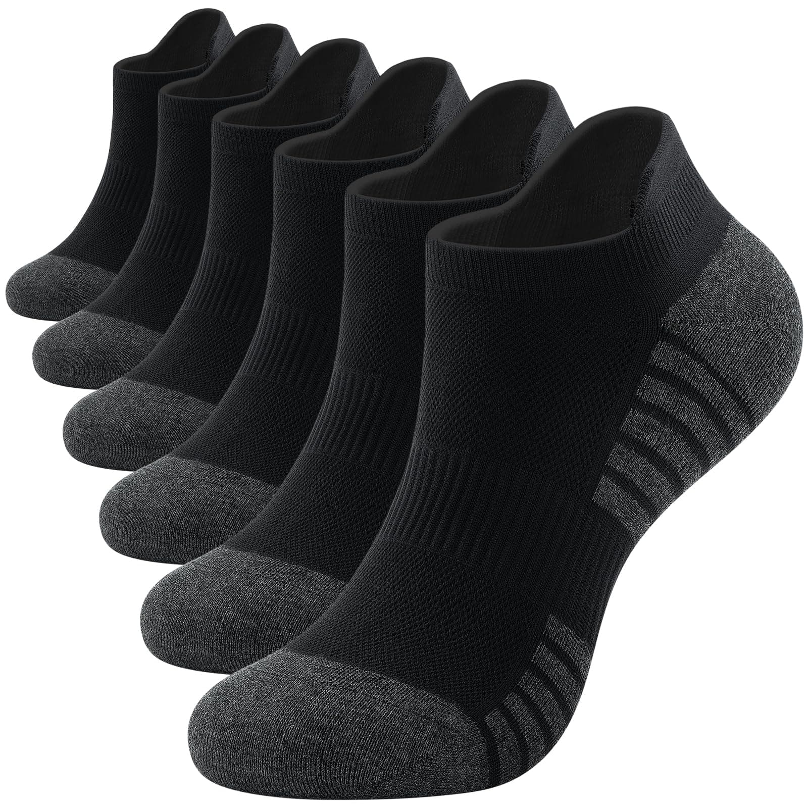 Alaplus Running Socks Cushioned Sports Socks Ankle Socks Trainer Socks for Men Women Ladies Cotton Low Cut Athletic Socks (6 Pairs)