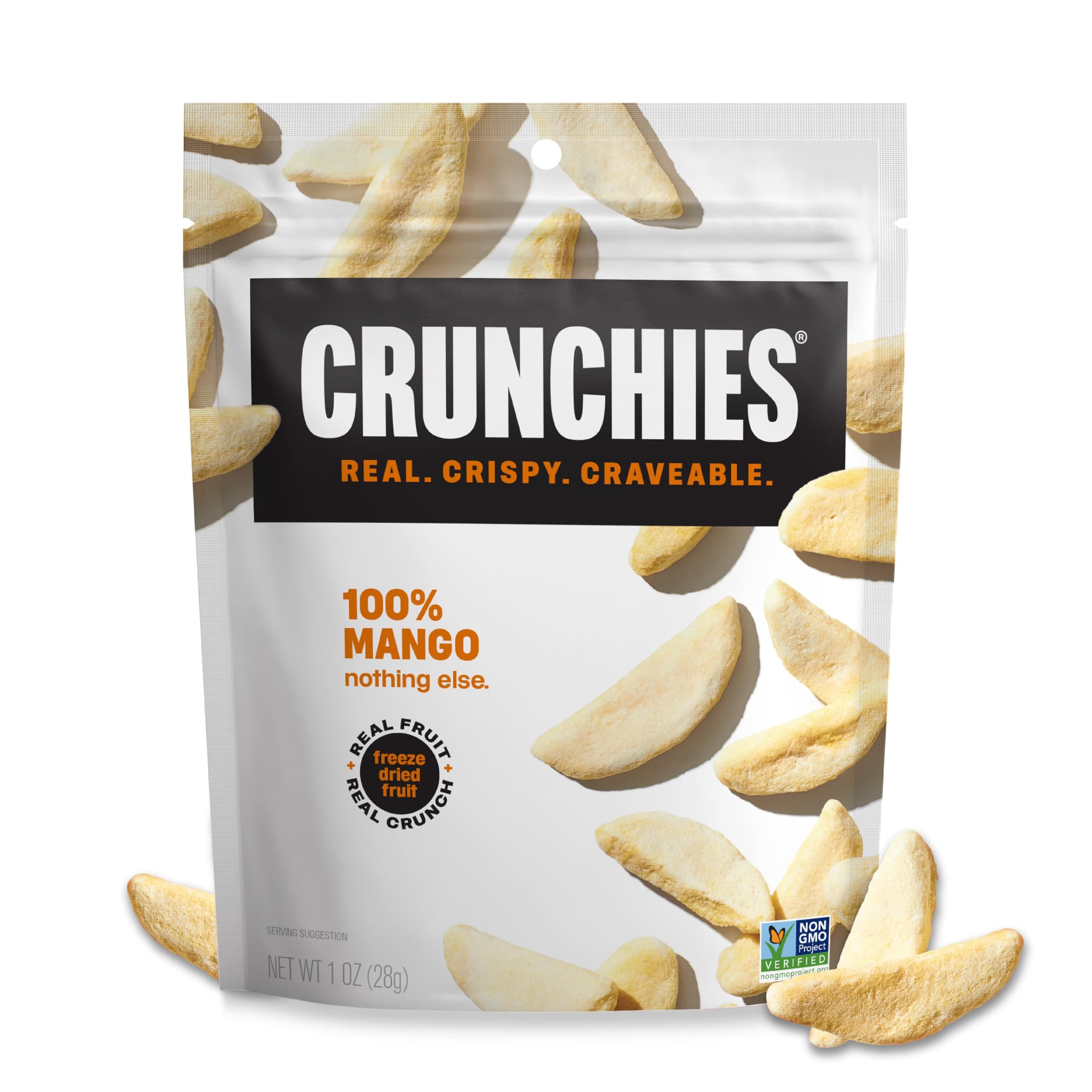 Crunchies Freeze-Dried Fruits, 100% All Natural Crispy Fruit, Non GMO and Kosher, Resealable Freeze Dried Fruit Snack Packs, Pack of 6 (Mango)