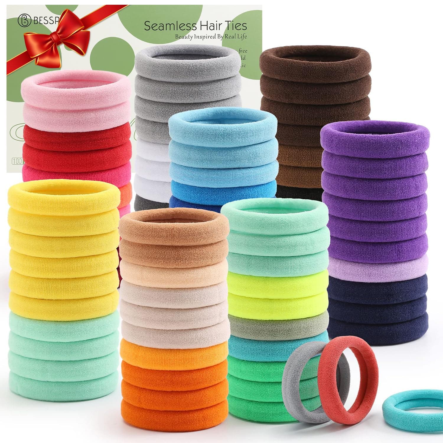 Bessrung 100PCS Elastics Hair Ties Muticolor Hair Tie