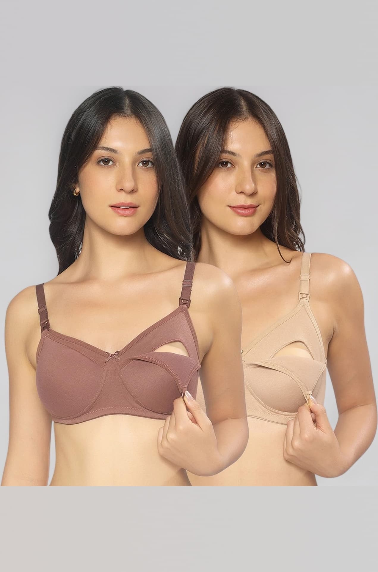 MomToBe Women's Cotton Multicolor Full Cup Non Padded Feeding Bra/Nursing Bra/Maternity Bra Combo