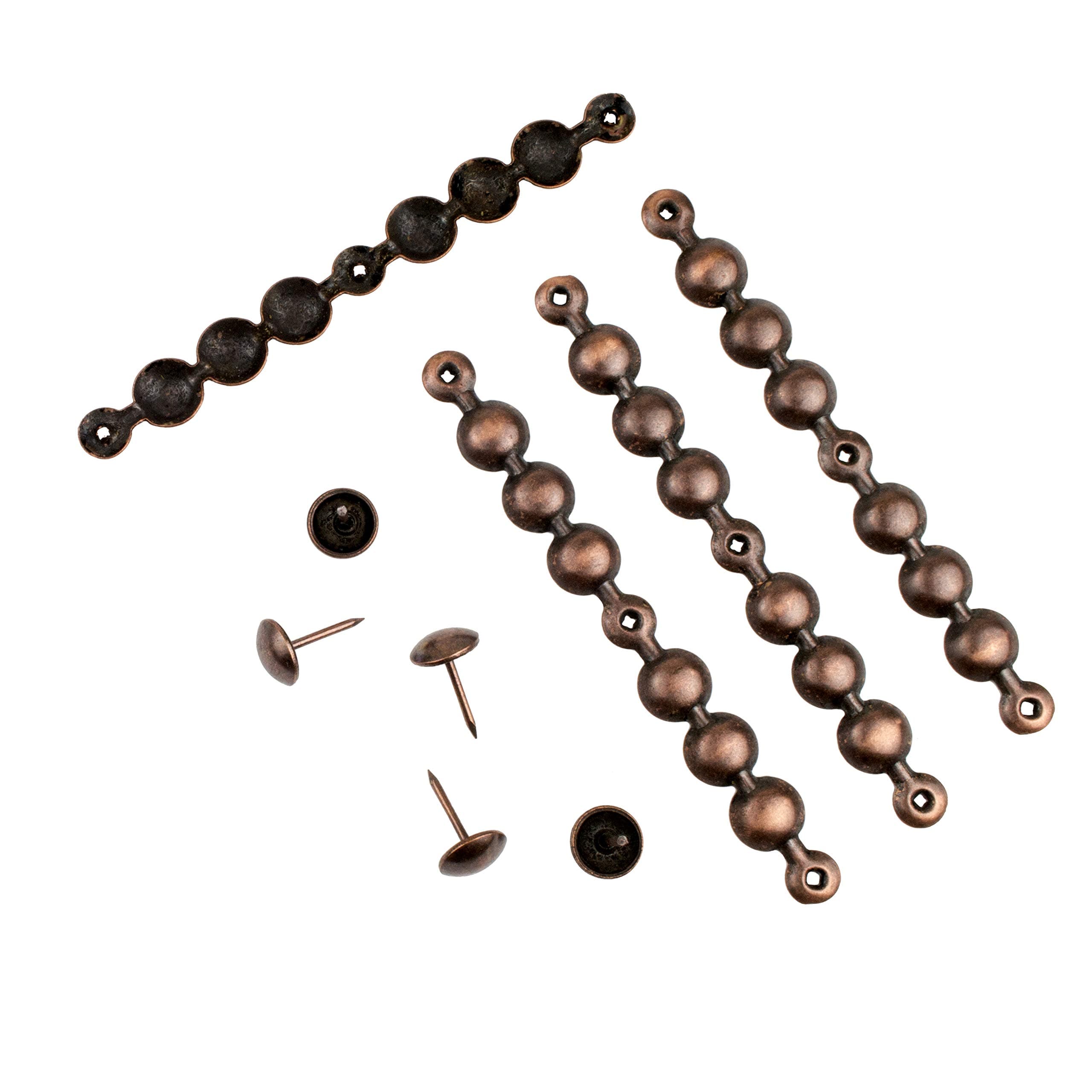 decotacks® Antique Copper Upholstery Nails/Tacks Trim 4in Long Strips, 7/16in Head Diameter,Covers 6,5 Yards DX0511AC-S6M