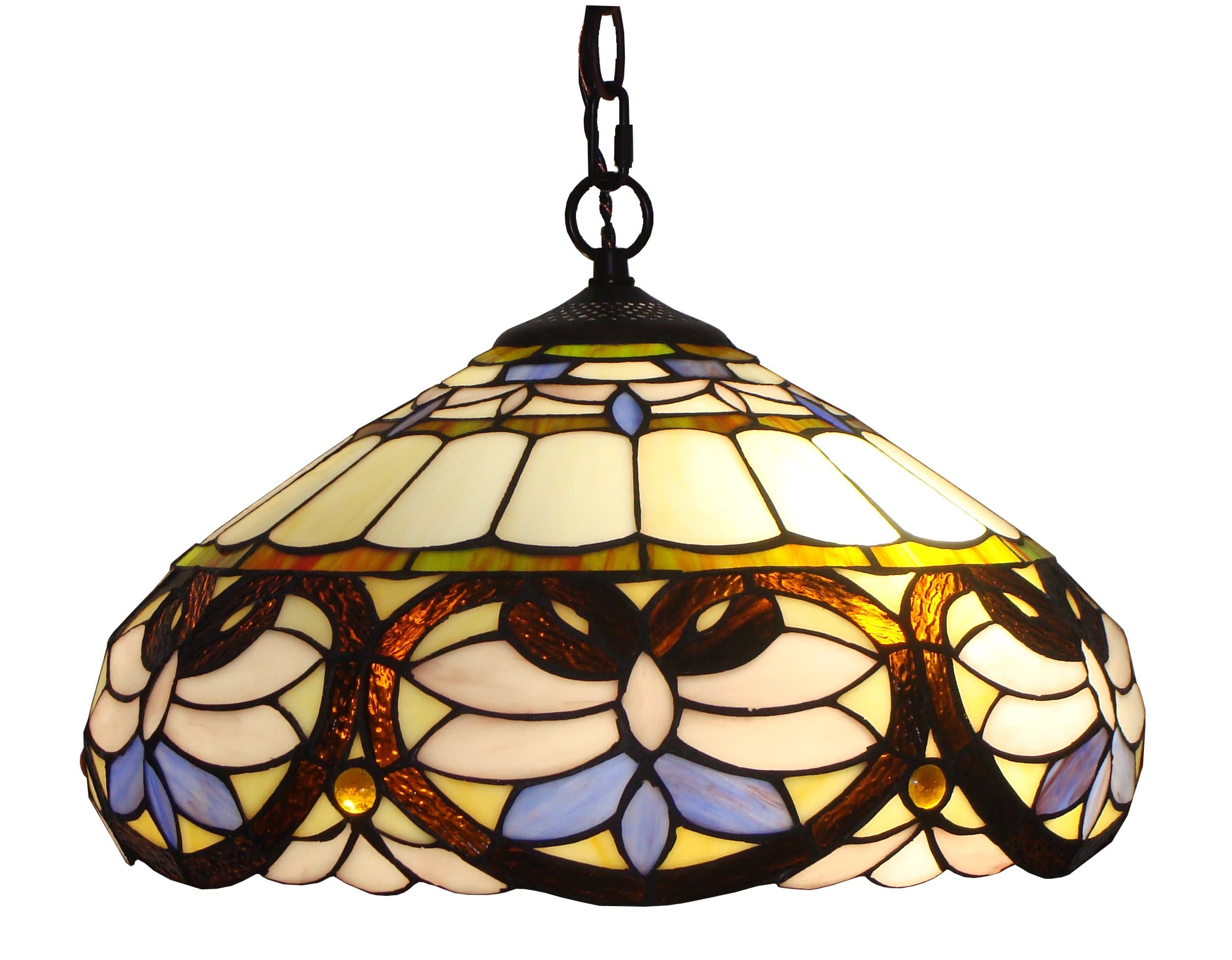 Amora Lighting AM1062HL16 Tiffany Style Ceiling Pendant Hanging Lamps, 16", Multicolour