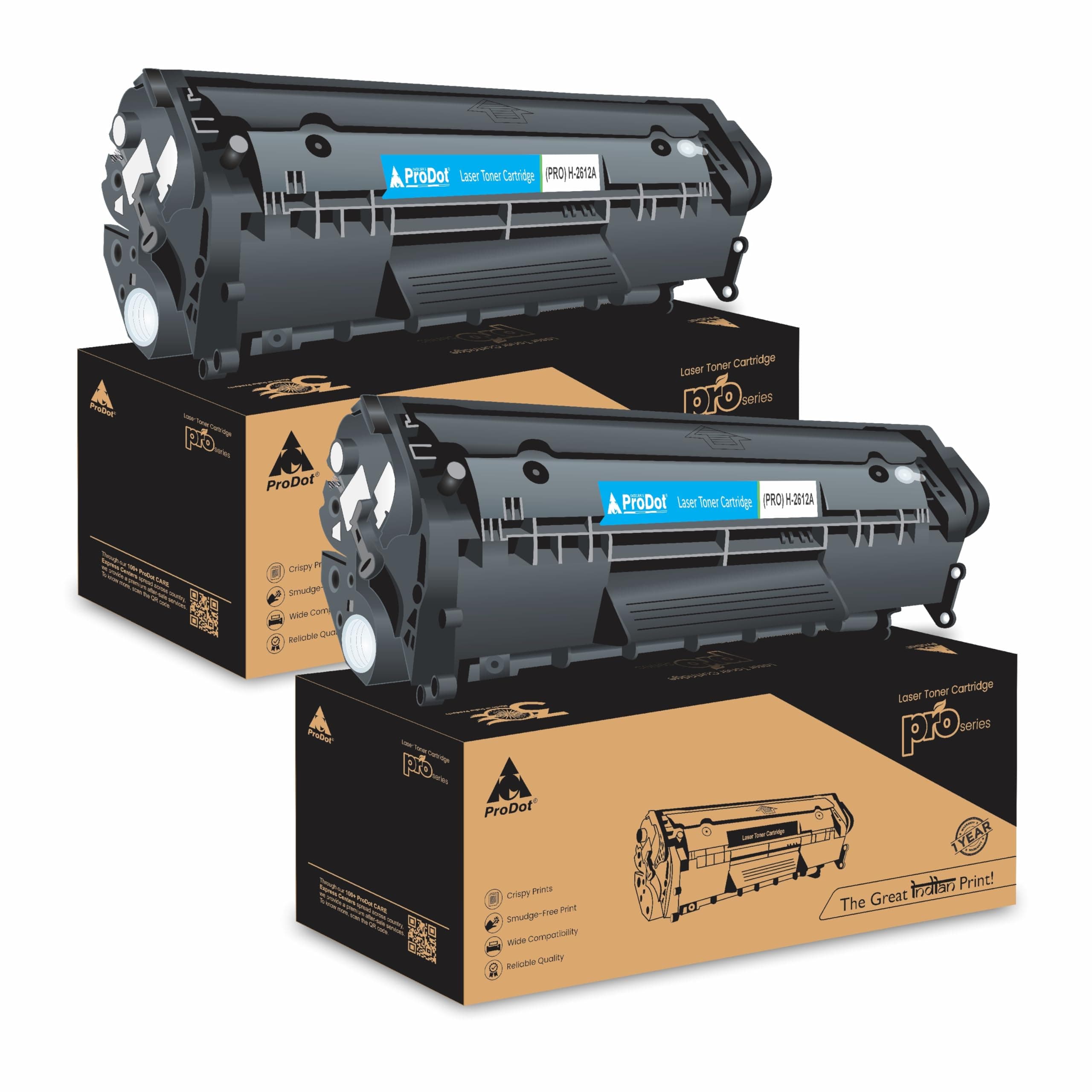 ProDot 12A Toner Cartridge Replaces HP Q2612A Canon 303/703/FX-9/FX-10 Compatible with HP 1010-1020/1022/1315-3030/M1005 Canon LBP2900/3000/L100 I 1500 Page Yield I 1 Year Warranty (2 PC)