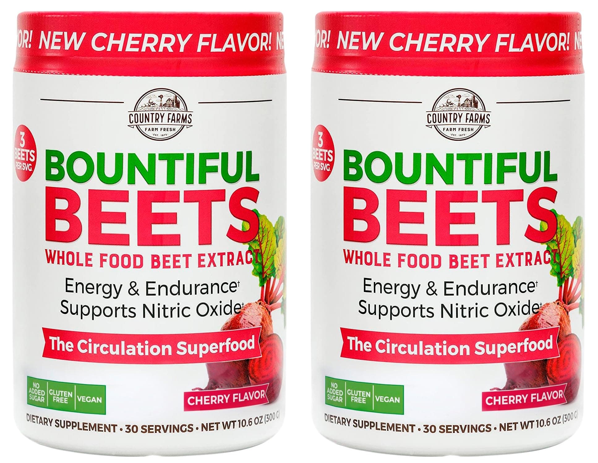 Bountiful Beets Powder, Wholefood Beet Extract Superfood, Natural Nitric Oxide Booster, Helps Support Healthy Circulation and Promote Energy, Natural Pump, Cherry Flavor, 60 Servings