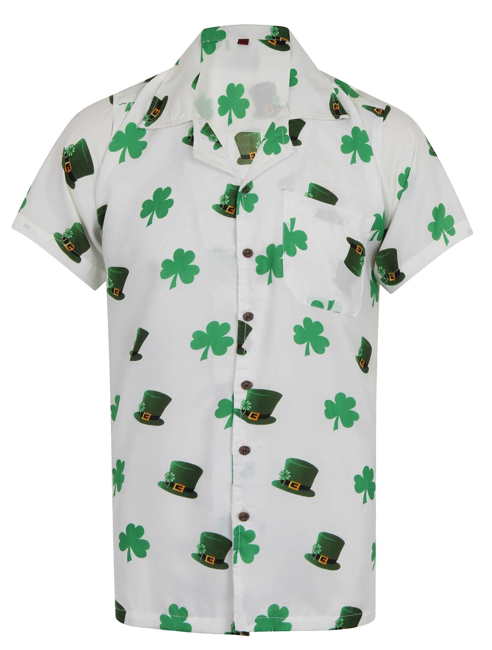 Hawaiian Shirt Saint Patrick's Day St Patricks Ireland Irish Clover Leaf Mens Loud Aloha Dublin Hawaii Beer Whisky Stag Leprechaun Party S M L XL XXL (Extra Large)